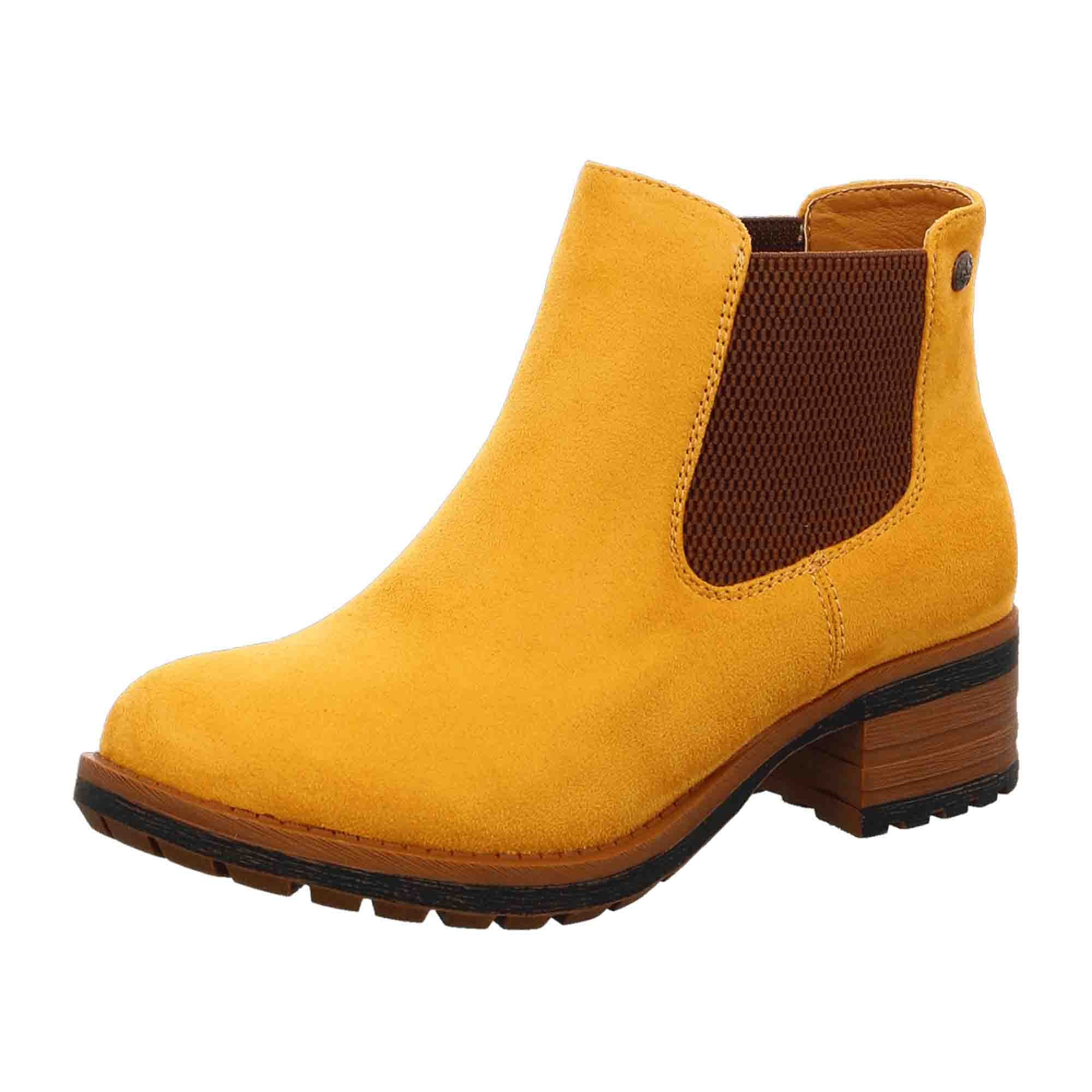 Rieker Women's Yellow Chelsea Boots Block Heel Slip-On Fall Winter Synthetic