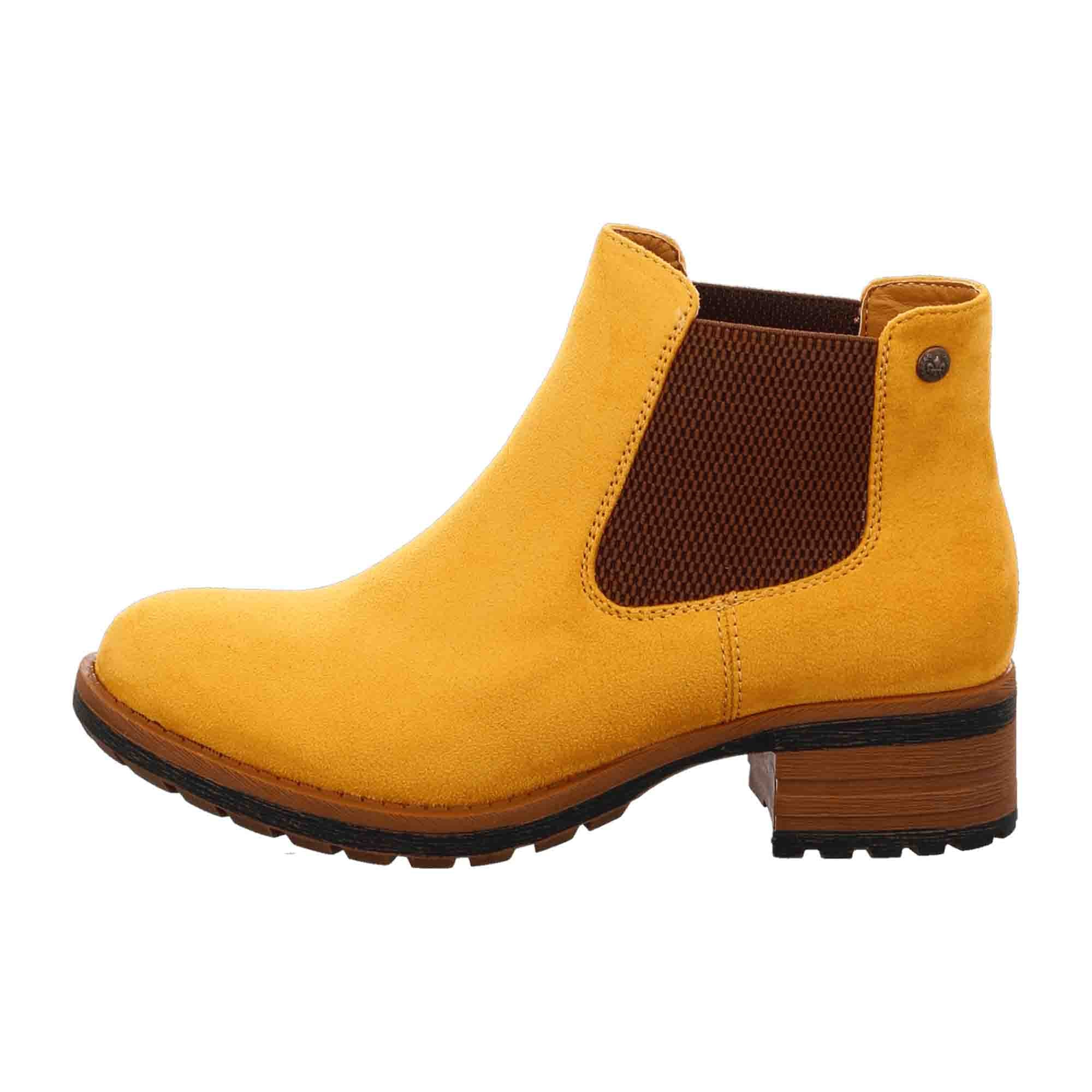 Rieker Women's Yellow Chelsea Boots Block Heel Slip-On Fall Winter Synthetic