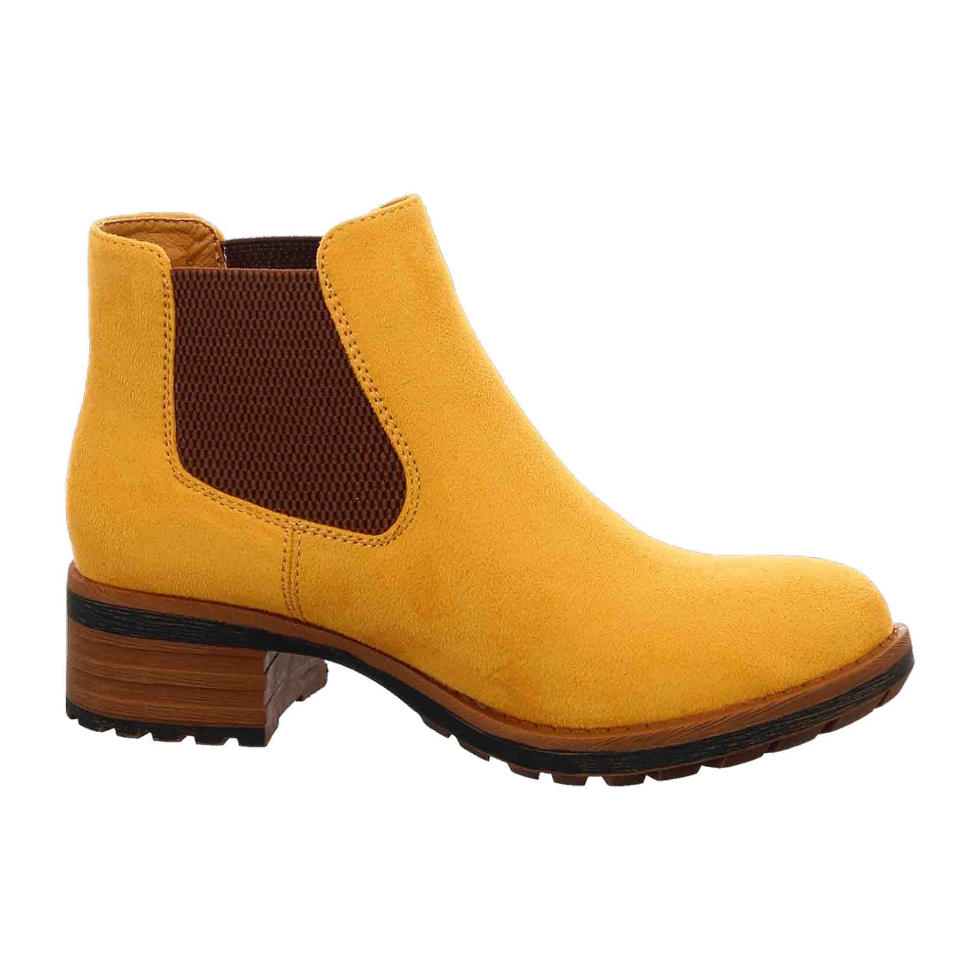 Rieker Women's Yellow Chelsea Boots Block Heel Slip-On Fall Winter Synthetic