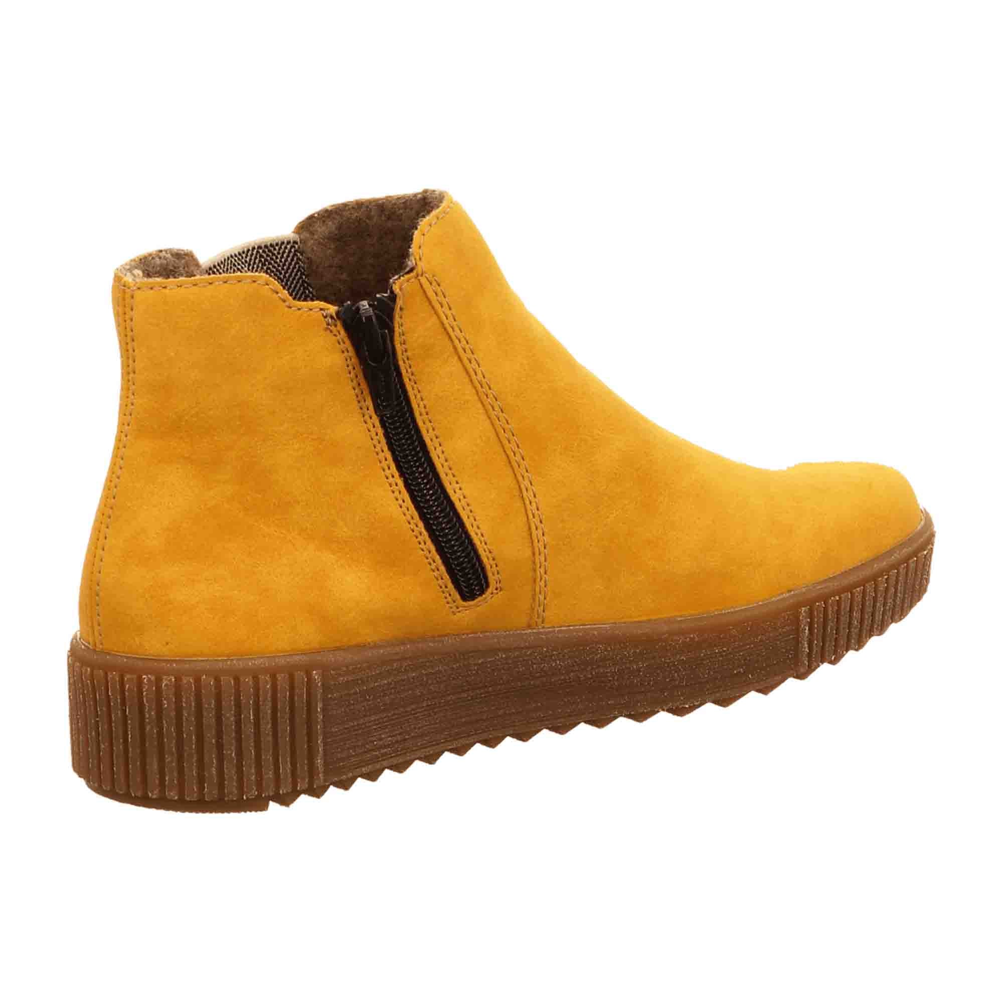 Rieker Women's Yellow Slip-On Ankle Boots with Zip and Warm Lining Synthetic