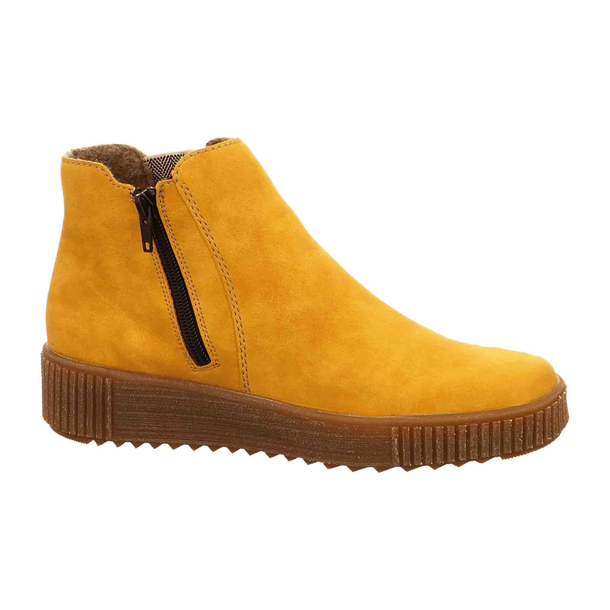 Rieker Women's Yellow Slip-On Ankle Boots with Zip and Warm Lining Synthetic