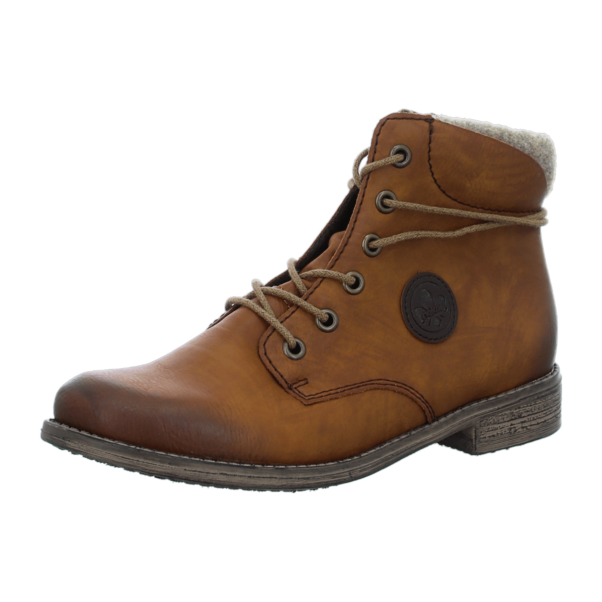 Rieker Brown Ankle Boots for Women with Laces and Zipper Comfortable Sole