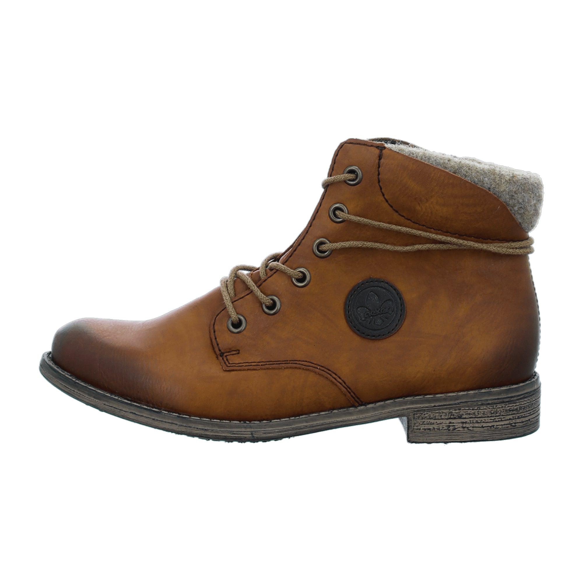Rieker Brown Ankle Boots for Women with Laces and Zipper Comfortable Sole