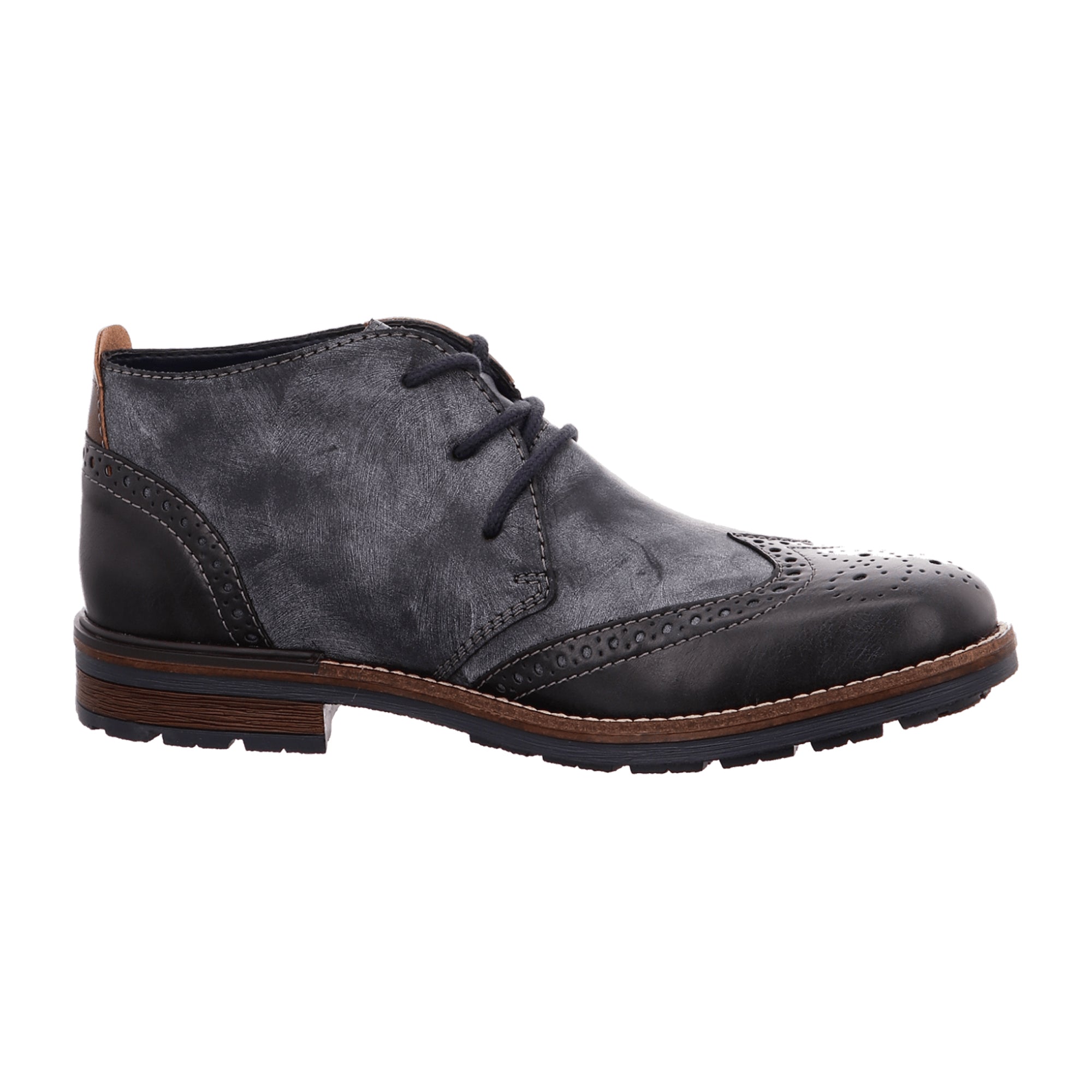 Rieker Men's Blue Lace-Up Ankle Boots Casual Fall Winter Comfortable Shoes