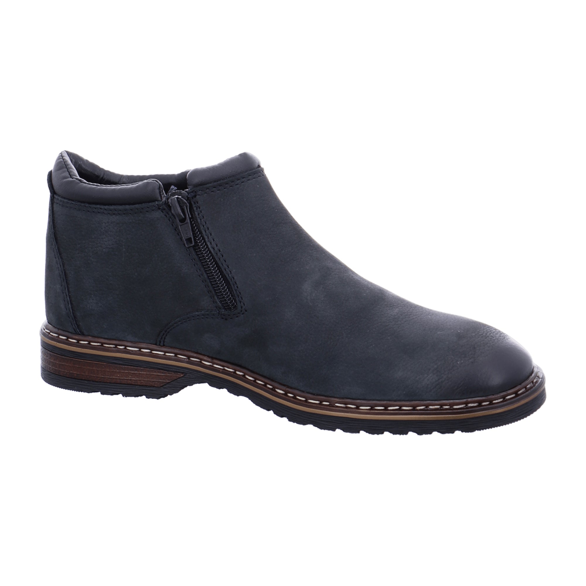 Rieker Men's Blue Nubuck Leather Ankle Boots with Warm Wool Lining