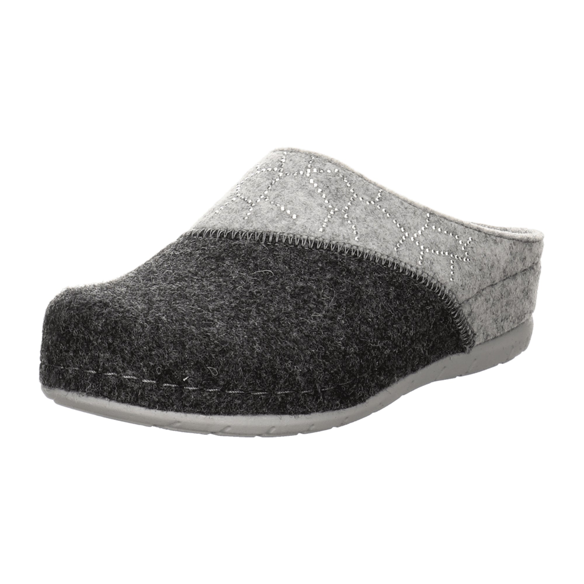 Rohde Rodigo 6031-82 Anthracite Soft Felt Women's Slippers Gray Wedge Heel