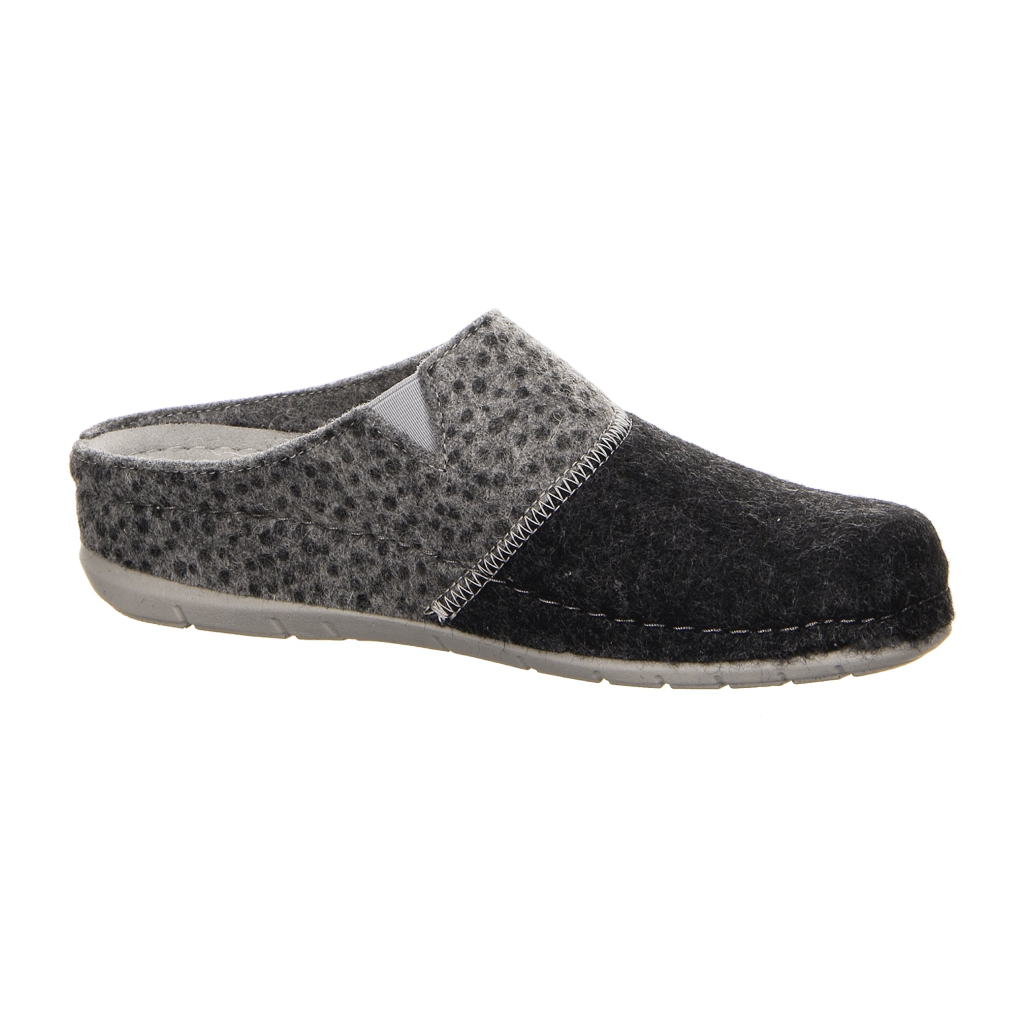 Rohde Rodigo 6031-82 Anthracite Soft Felt Women's Slippers Gray Wedge Heel