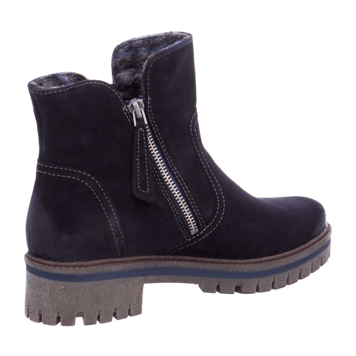 ARA JACKSON Women's Boots in Blue Nubuck Leather with Zipper, Ankle Boots, Round Toe - Bartel-Shop