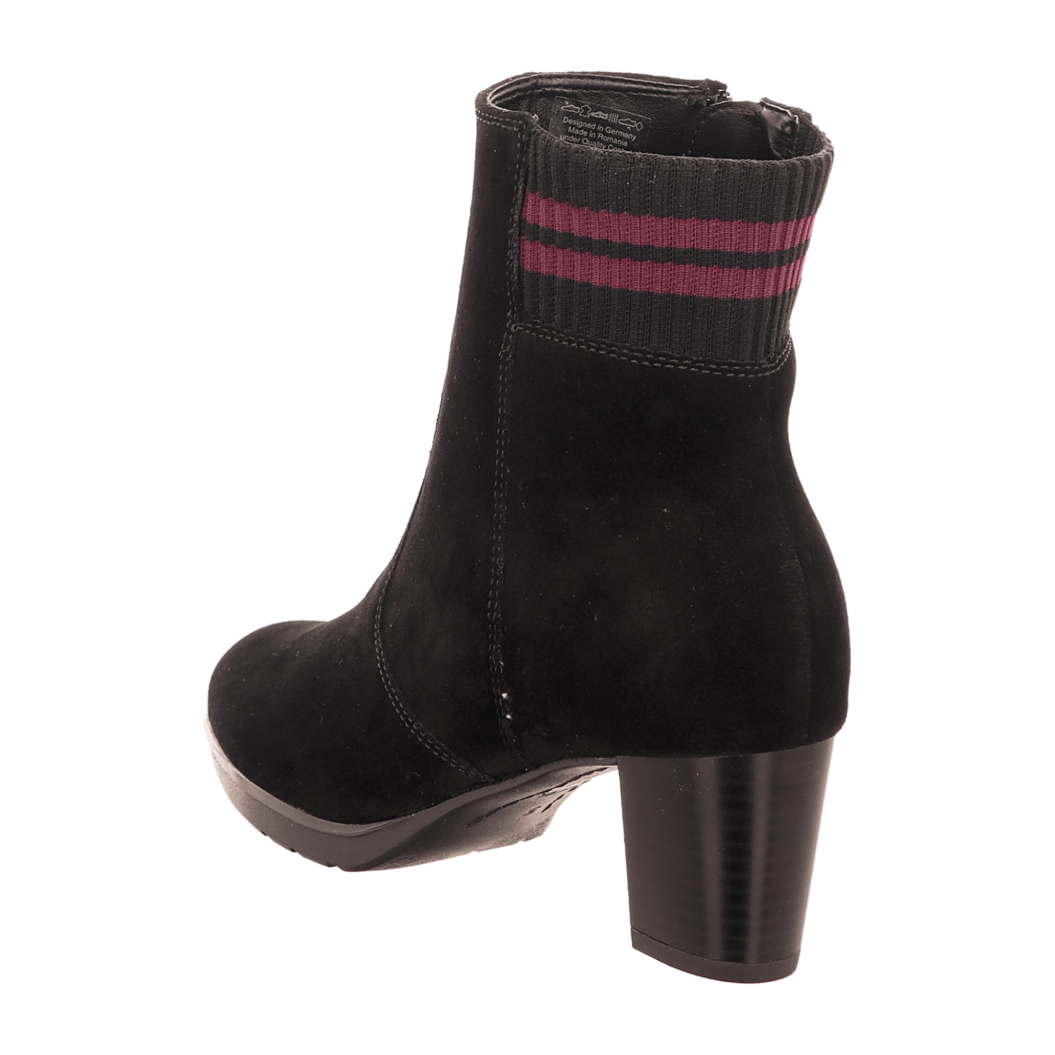ARA ORLY Women's Ankle Boots with Zipper in Black Synthetic with Leather-Textile Lining and Round Toe