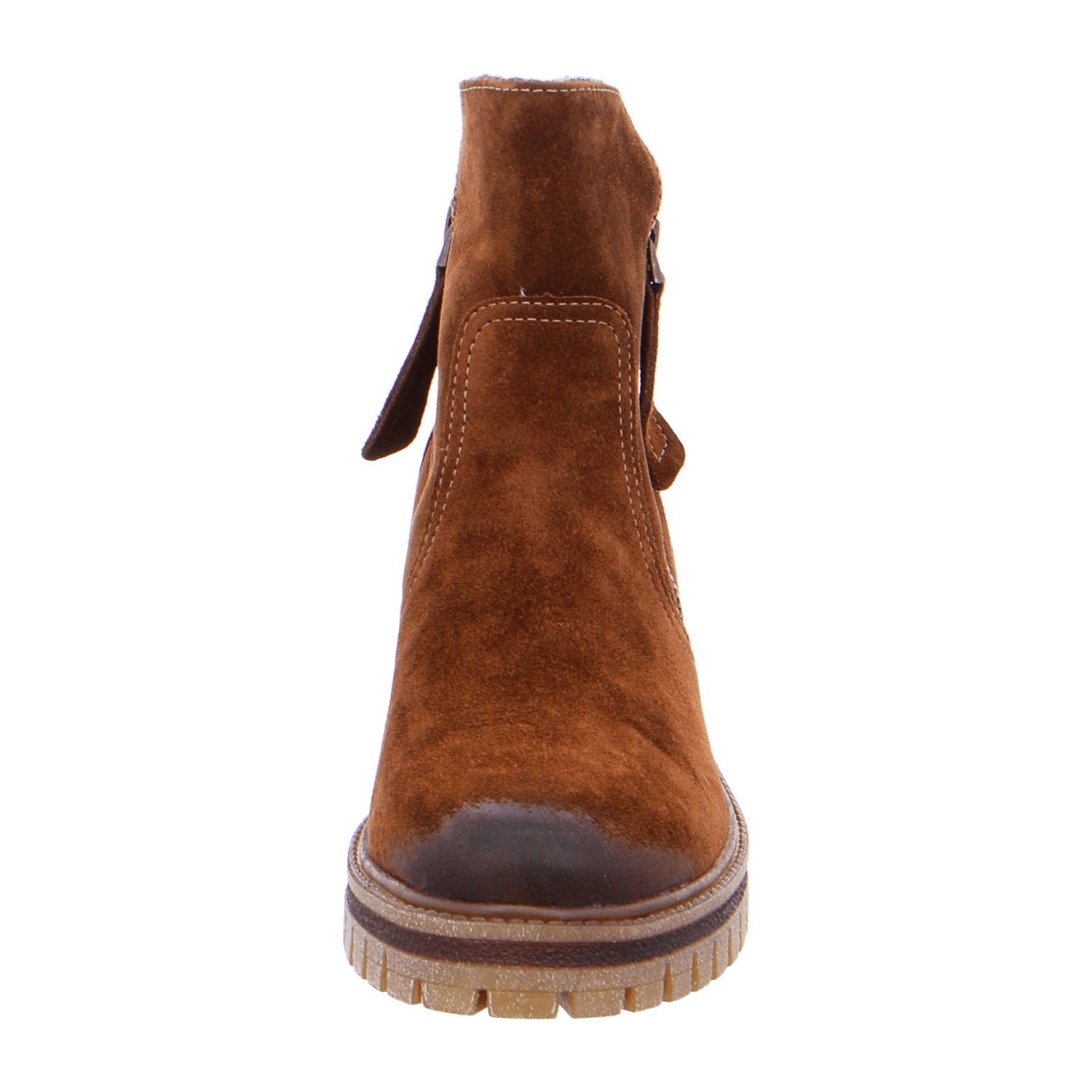 ARA JACKSON Women's Ankle Boots in Brown Nubuck Leather with Zipper and Round Toe