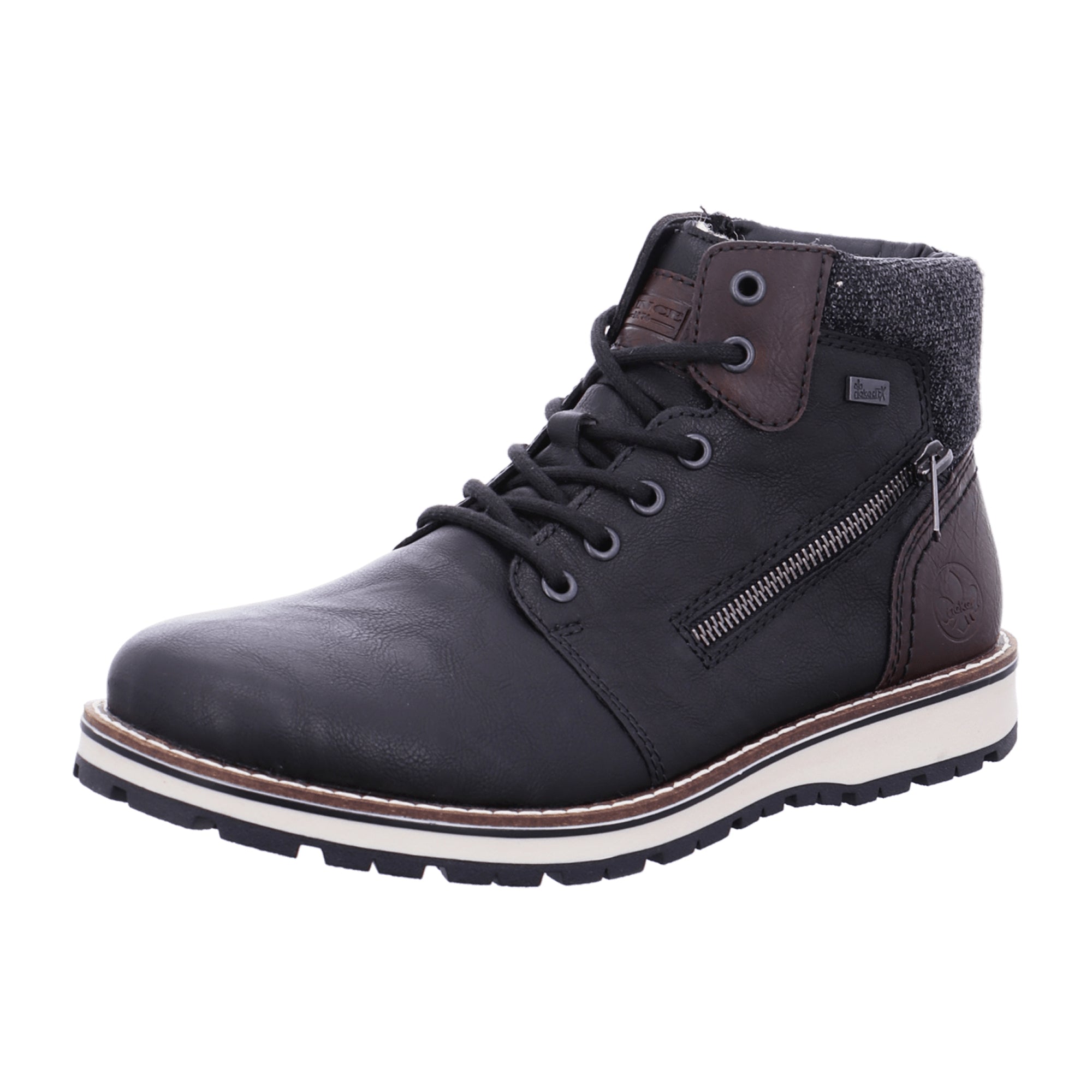 Rieker Men's Black Lace-Up Boots Comfortable Synthetic Fall Winter Shoes