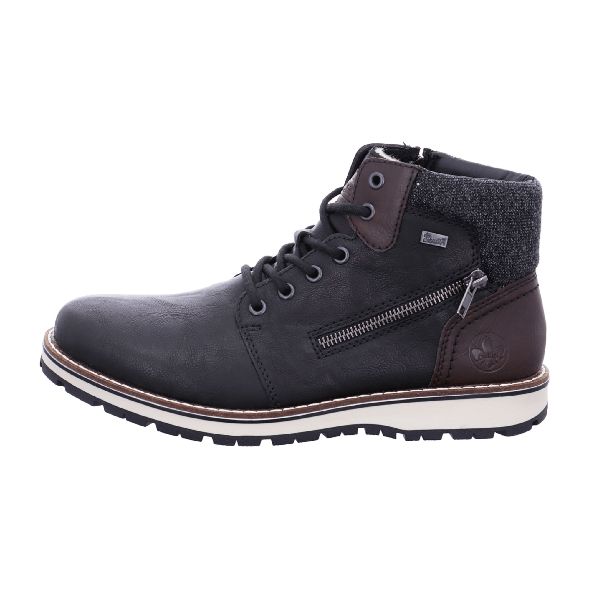 Rieker Men's Black Lace-Up Boots Comfortable Synthetic Fall Winter Shoes