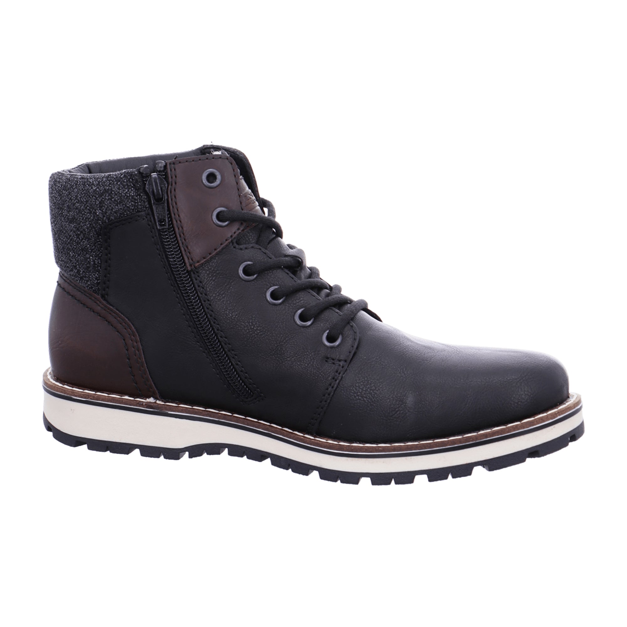 Rieker Men's Black Lace-Up Boots Comfortable Synthetic Fall Winter Shoes