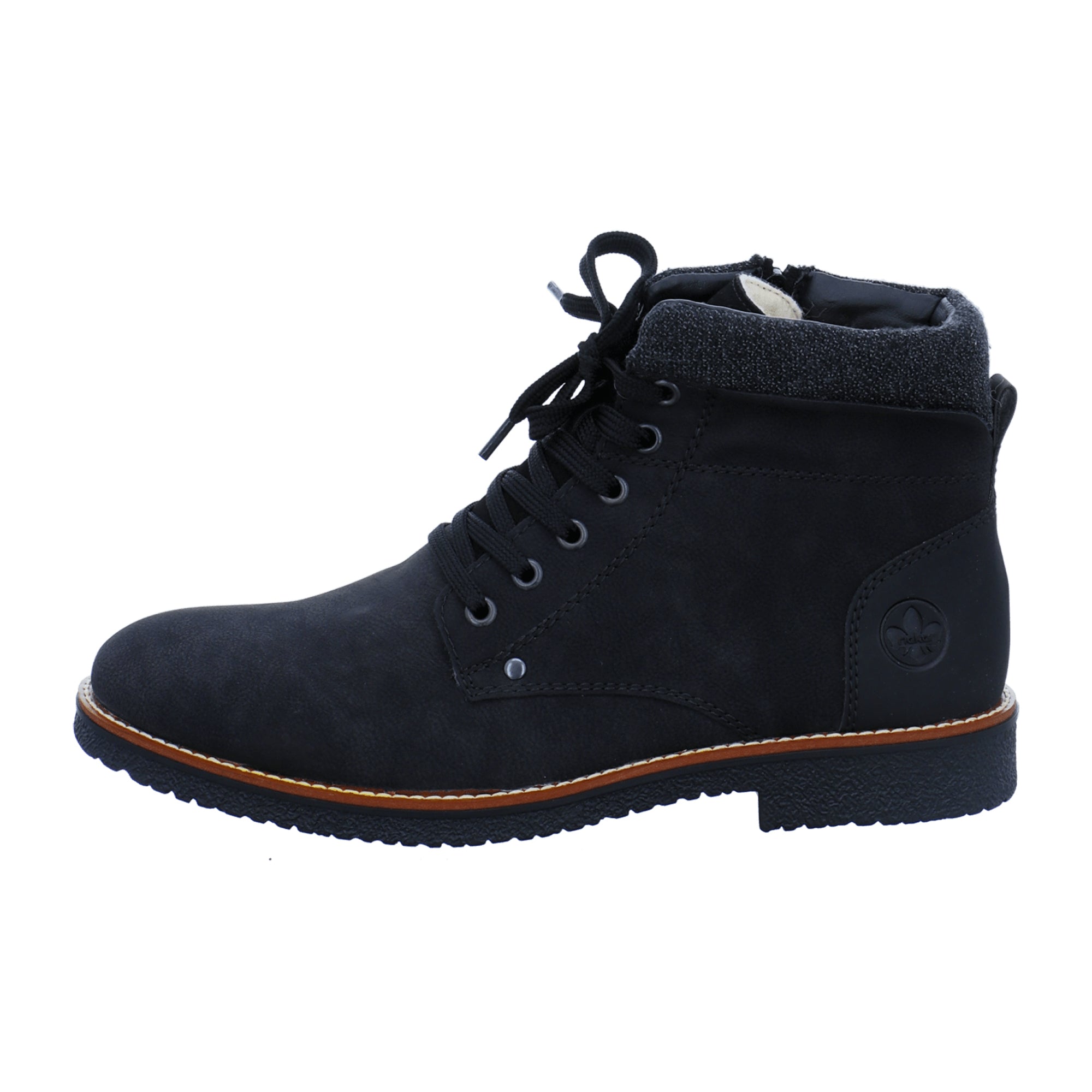 Rieker Black Lace-Up Ankle Boots with Warm Lining for Fall/Winter - Fast Shipping