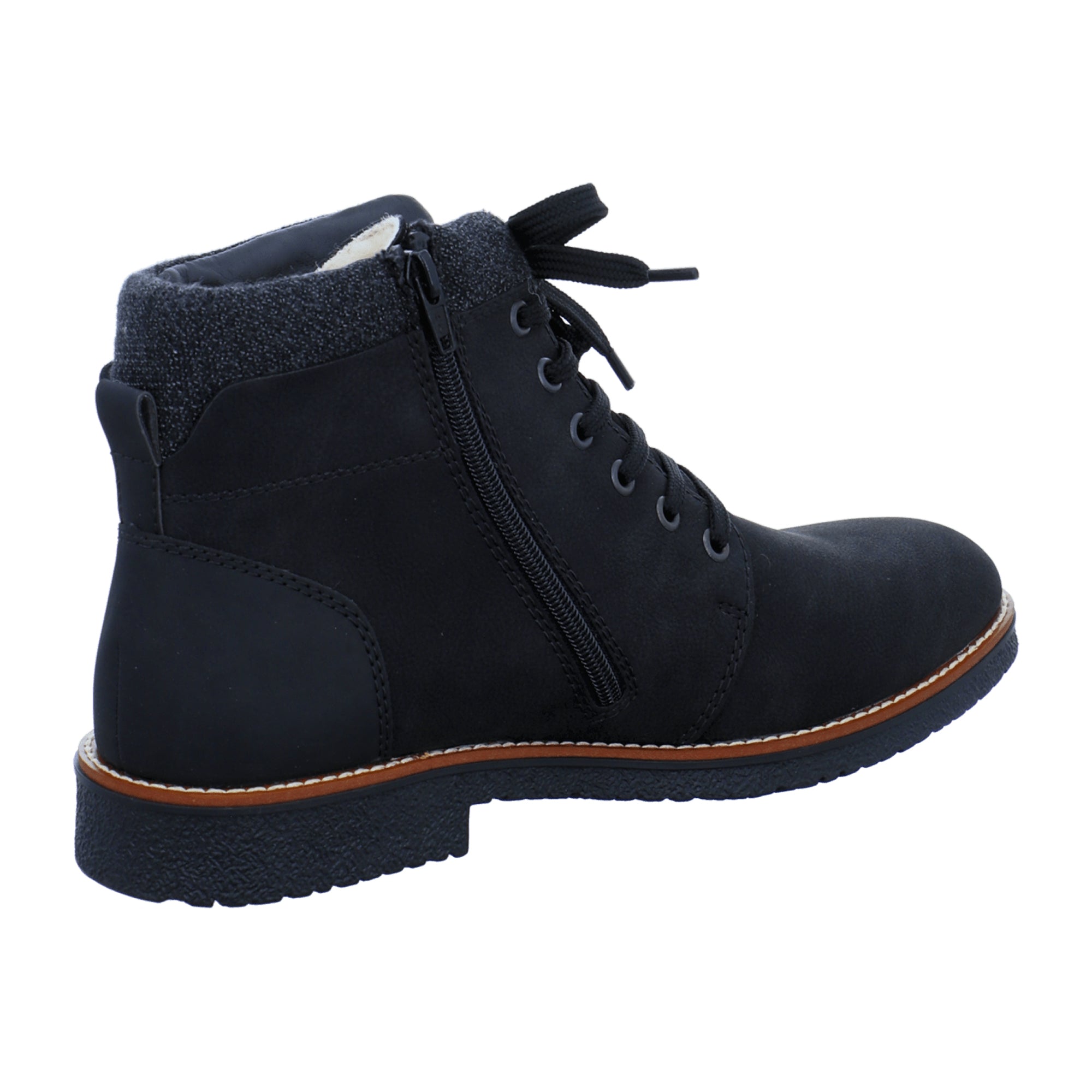 Rieker Black Lace-Up Ankle Boots with Warm Lining for Fall/Winter - Fast Shipping