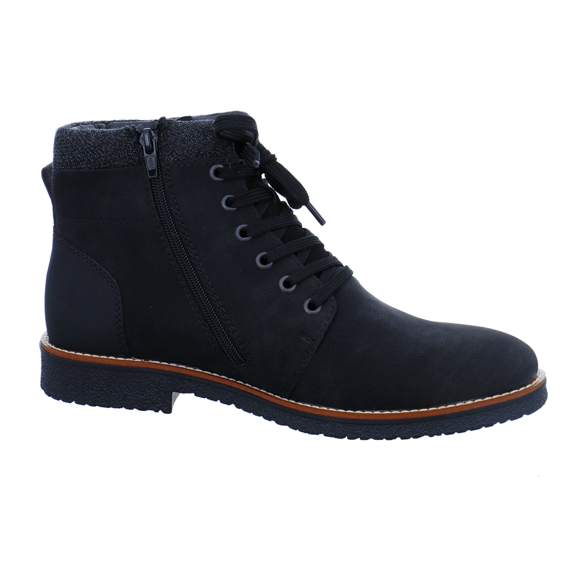 Rieker Black Lace-Up Ankle Boots with Warm Lining for Fall/Winter - Fast Shipping