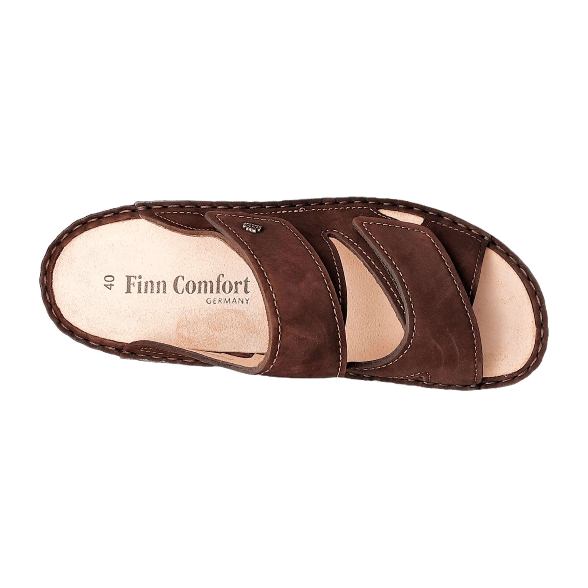 Finn Comfort Danzig-Soft Men's Sandals - Leather Slides, Coffee Brown