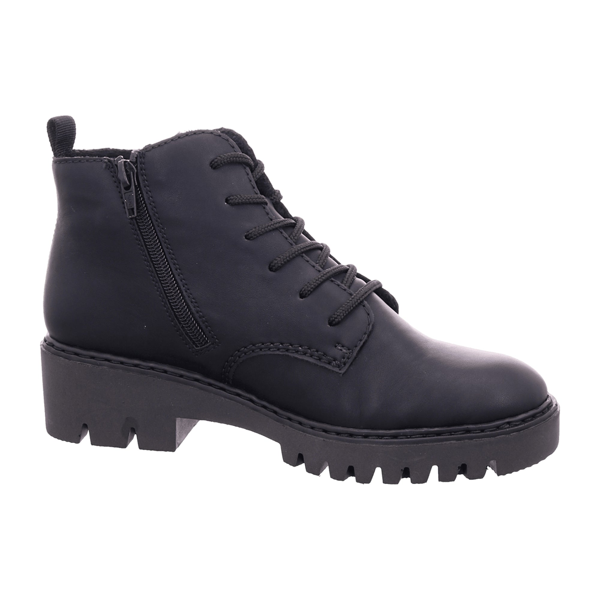 Rieker Comfortable Black Ankle Boots for Women Fall Winter Synthetic Textile