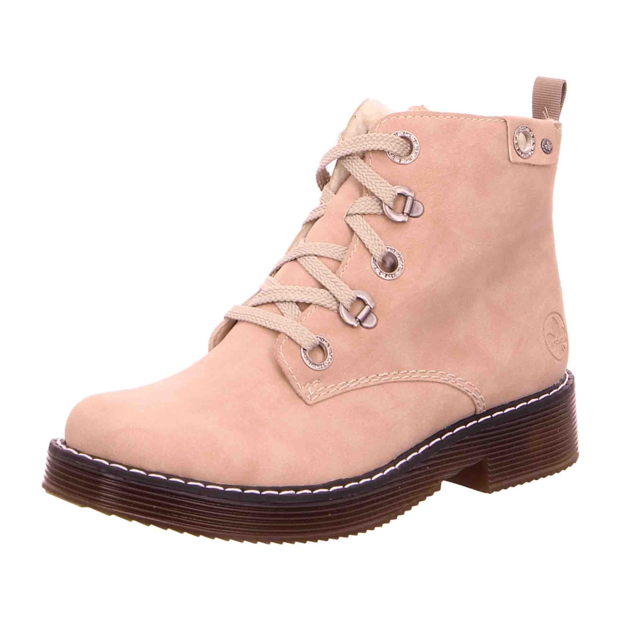 Rieker Pink Women's Shoes Lace-Up Synthetic Warm Lined Comfortable Casual