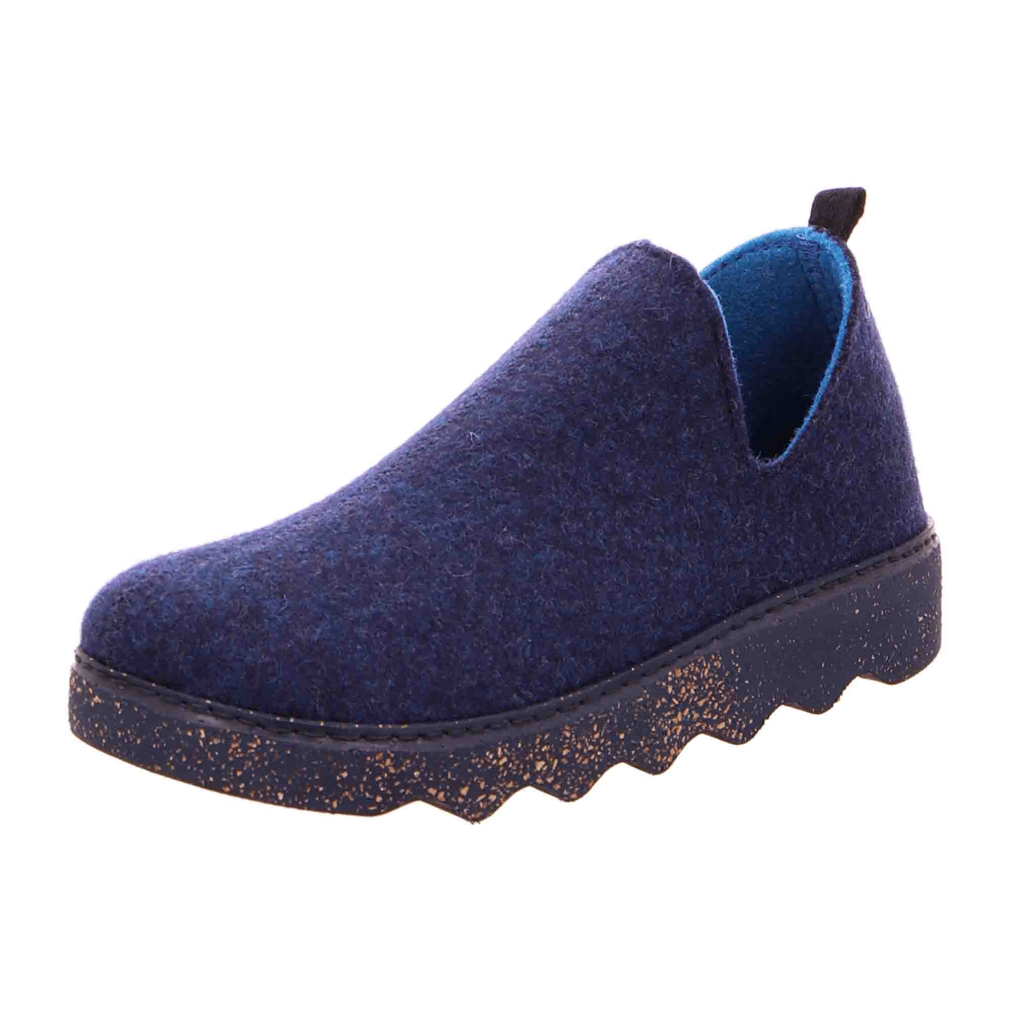 Rohde Women's Blue Felt Slip-On House Shoes with Wedge Heel