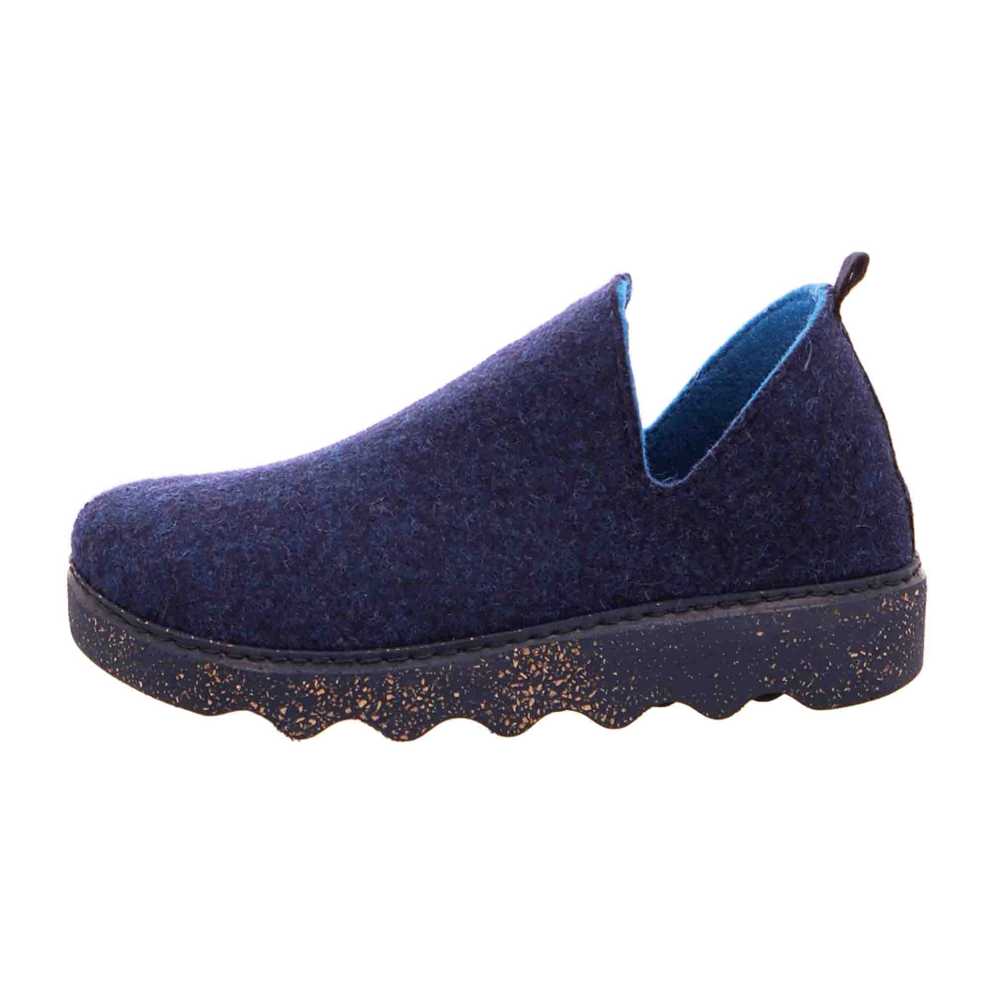 Rohde Women's Blue Felt Slip-On House Shoes with Wedge Heel