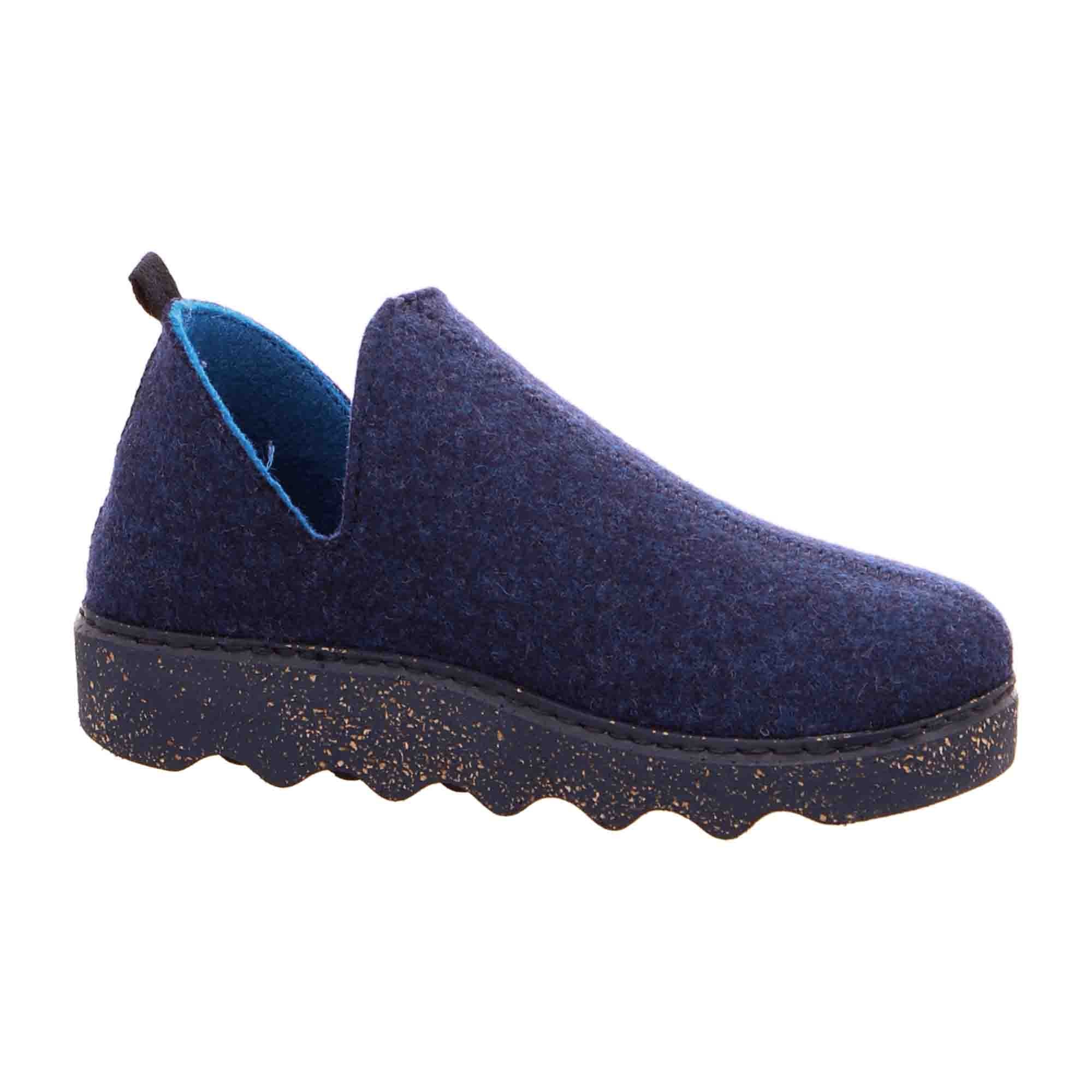 Rohde Women's Blue Felt Slip-On House Shoes with Wedge Heel