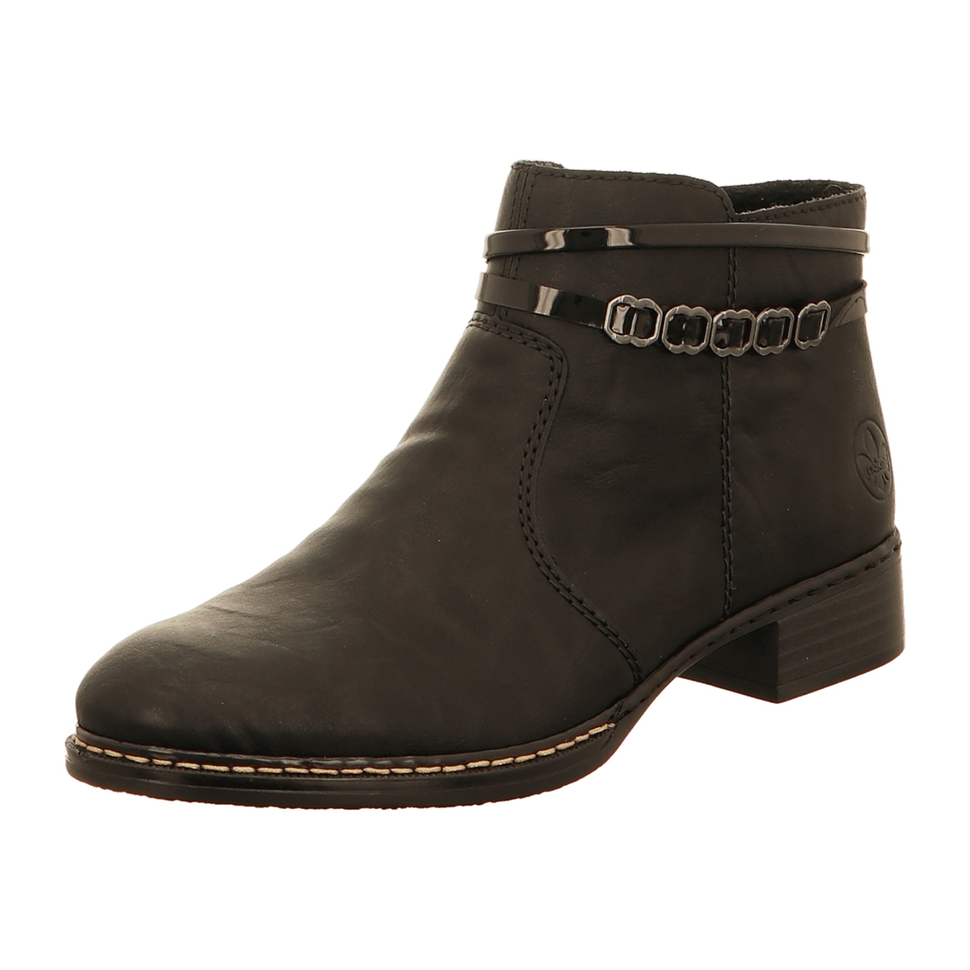 Rieker Women's Black Ankle Boots with Zipper and Warm Lining for Winter