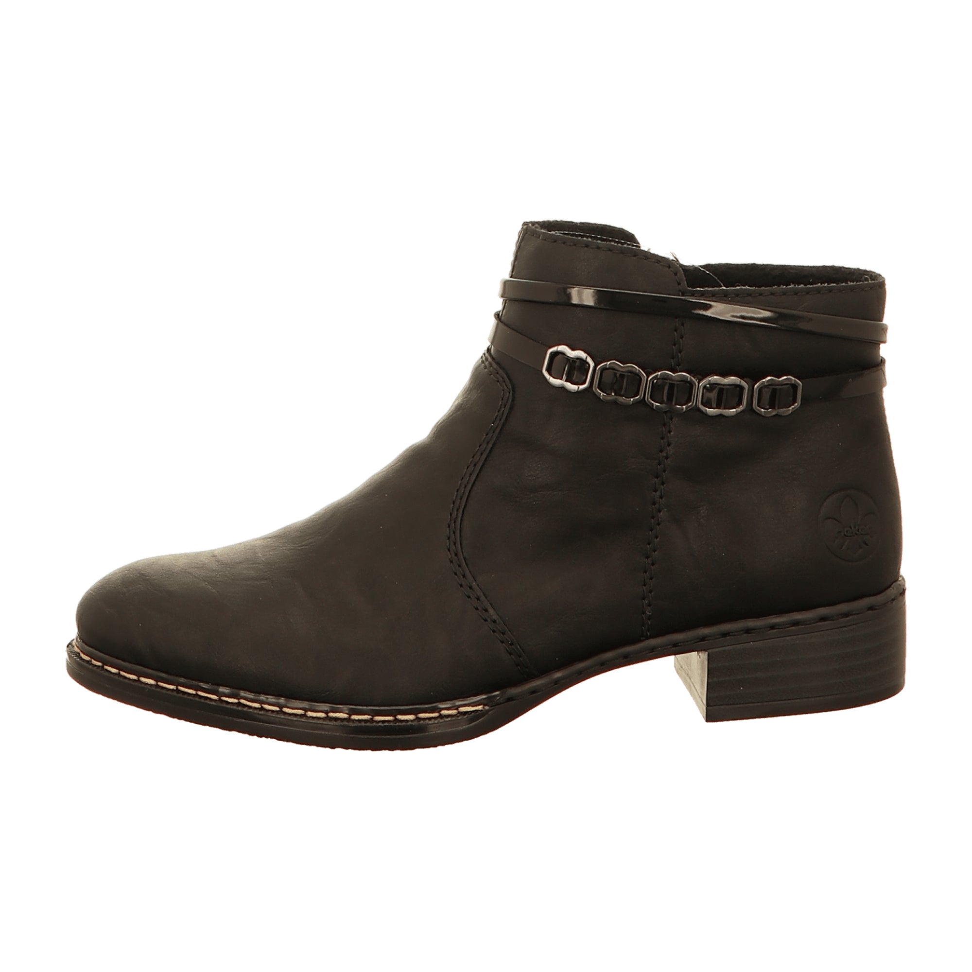 Rieker Women's Black Ankle Boots with Zipper and Warm Lining for Winter