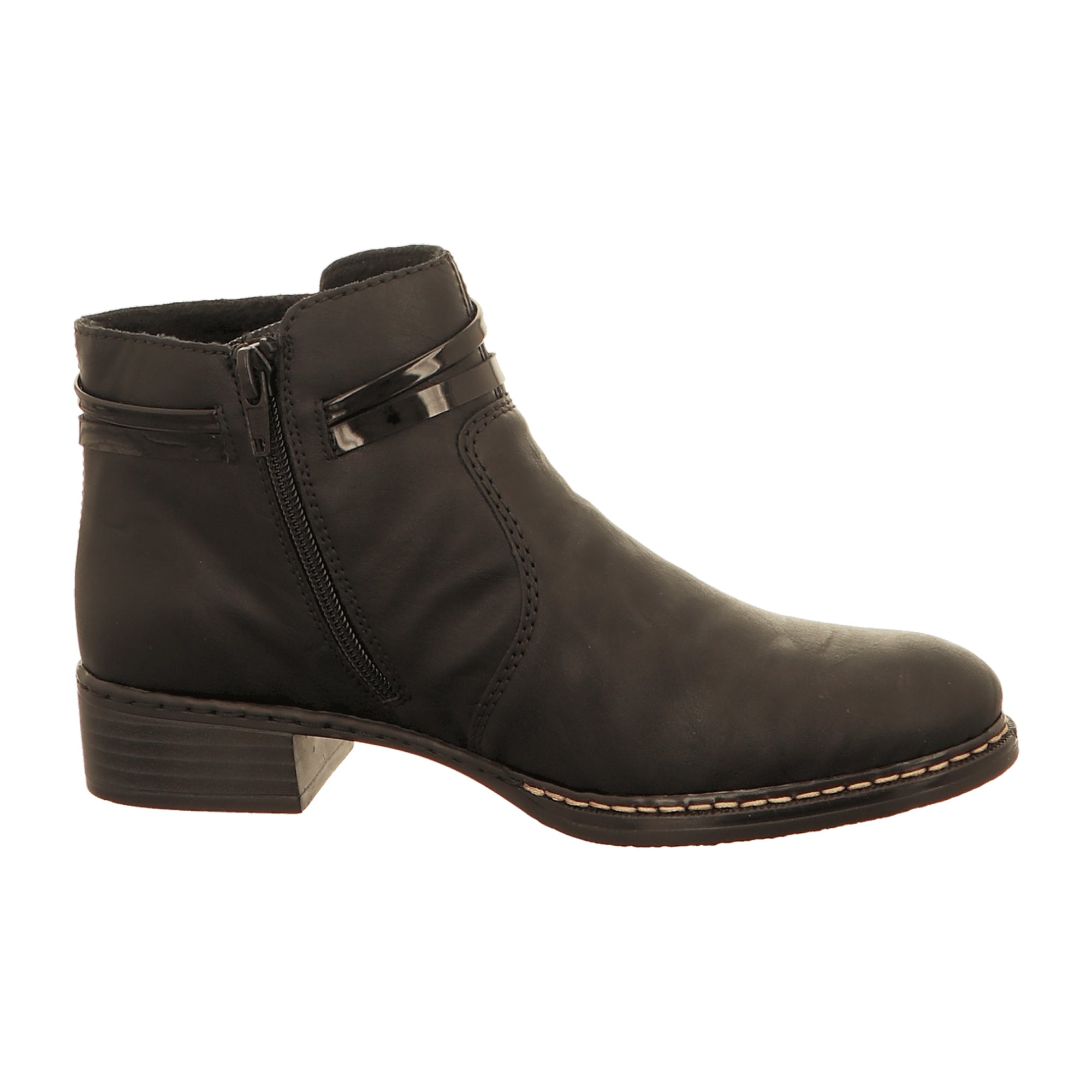 Rieker Women's Black Ankle Boots with Zipper and Warm Lining for Winter