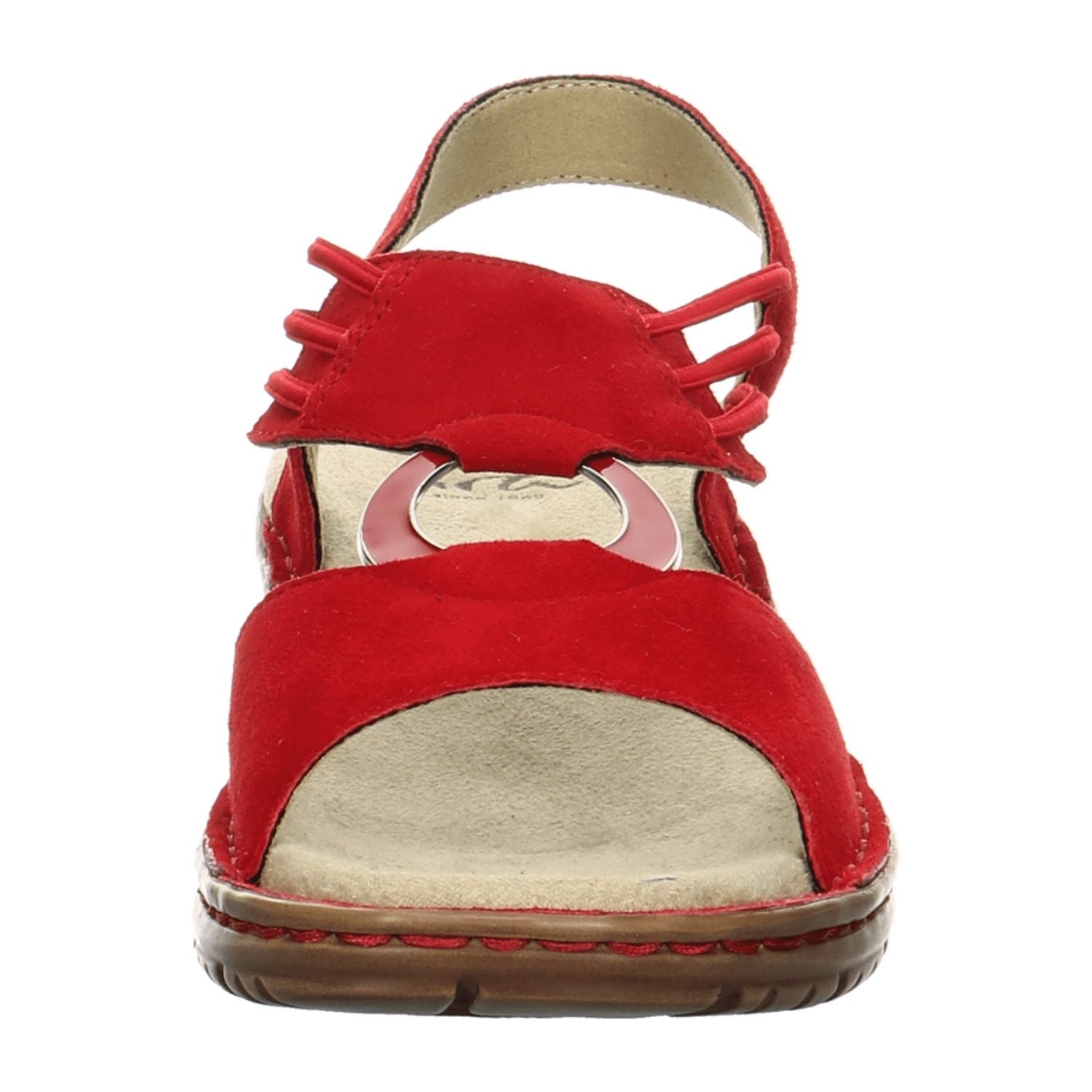 ARA HAWAII Women's T-Bar Sandals in Red Nubuck Leather with Open Toe and Textile Lining