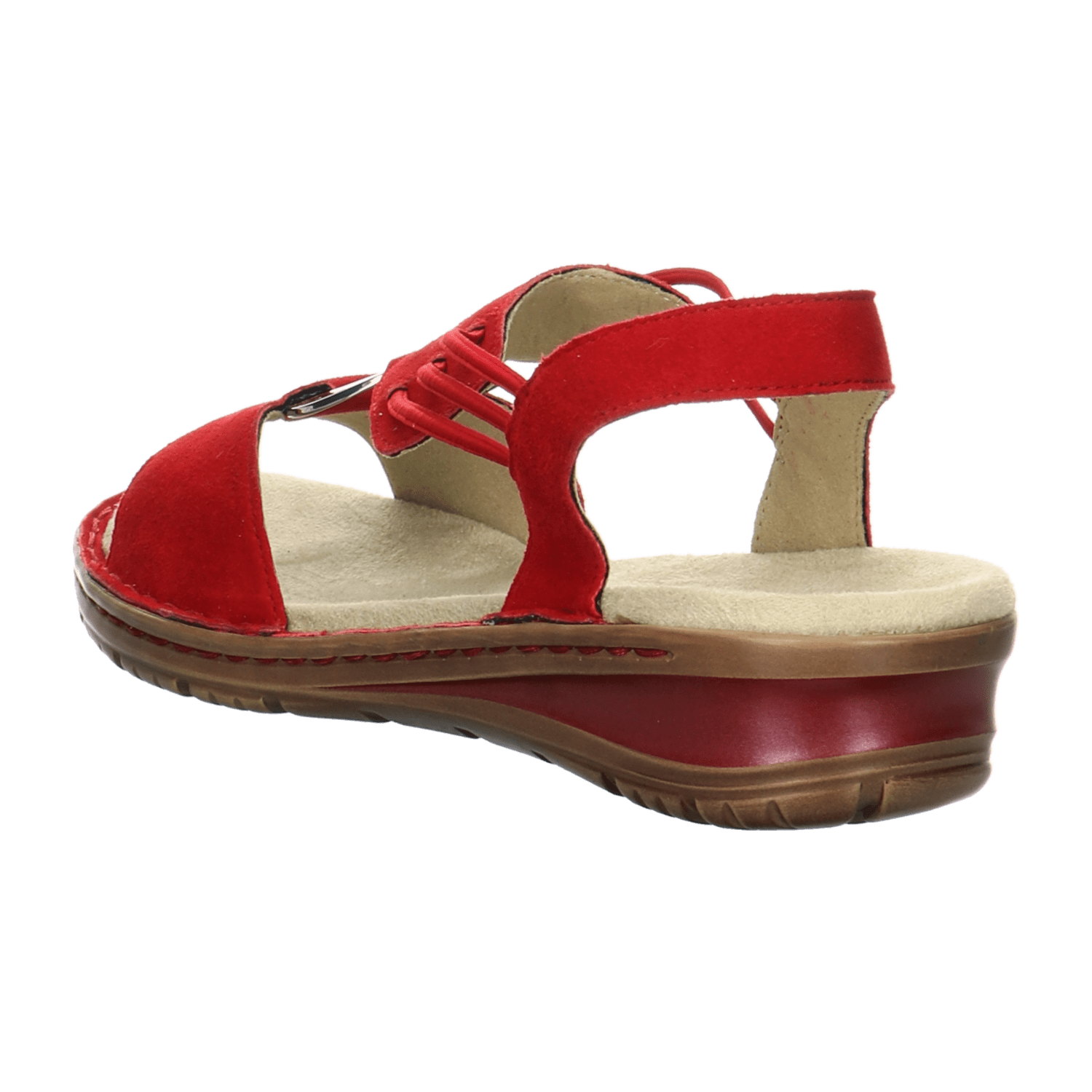 ARA HAWAII Women's T-Bar Sandals in Red Nubuck Leather with Open Toe and Textile Lining