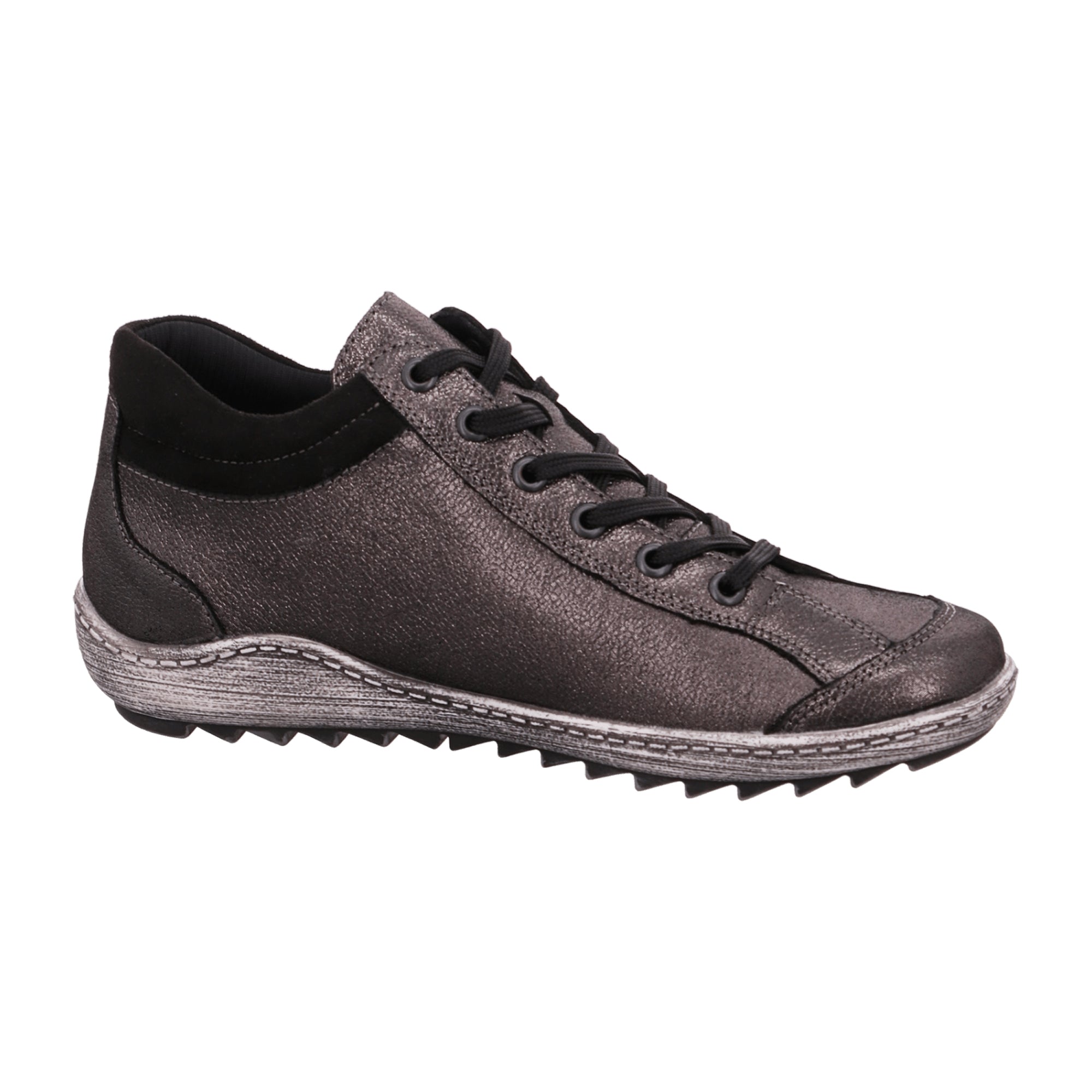 Remonte R1483 Women's Gray Leather Shoes with Zipper Closure