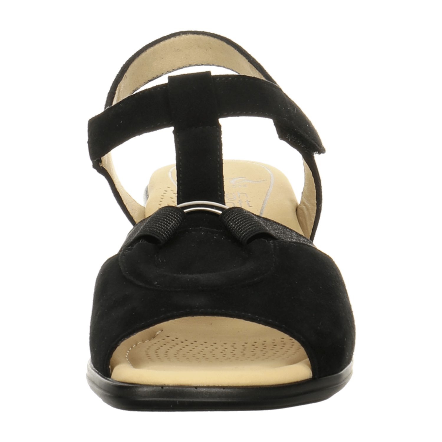 ARA LUGANO Women's Sandals in Black Nubuck Leather with Hook-and-Loop Fastening