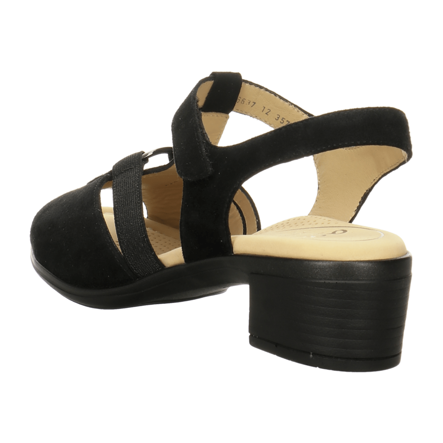ARA LUGANO Women's Sandals in Black Nubuck Leather with Hook-and-Loop Fastening