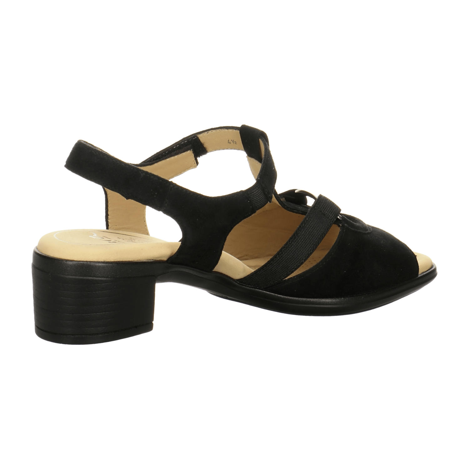 ARA LUGANO Women's Sandals in Black Nubuck Leather with Hook-and-Loop Fastening