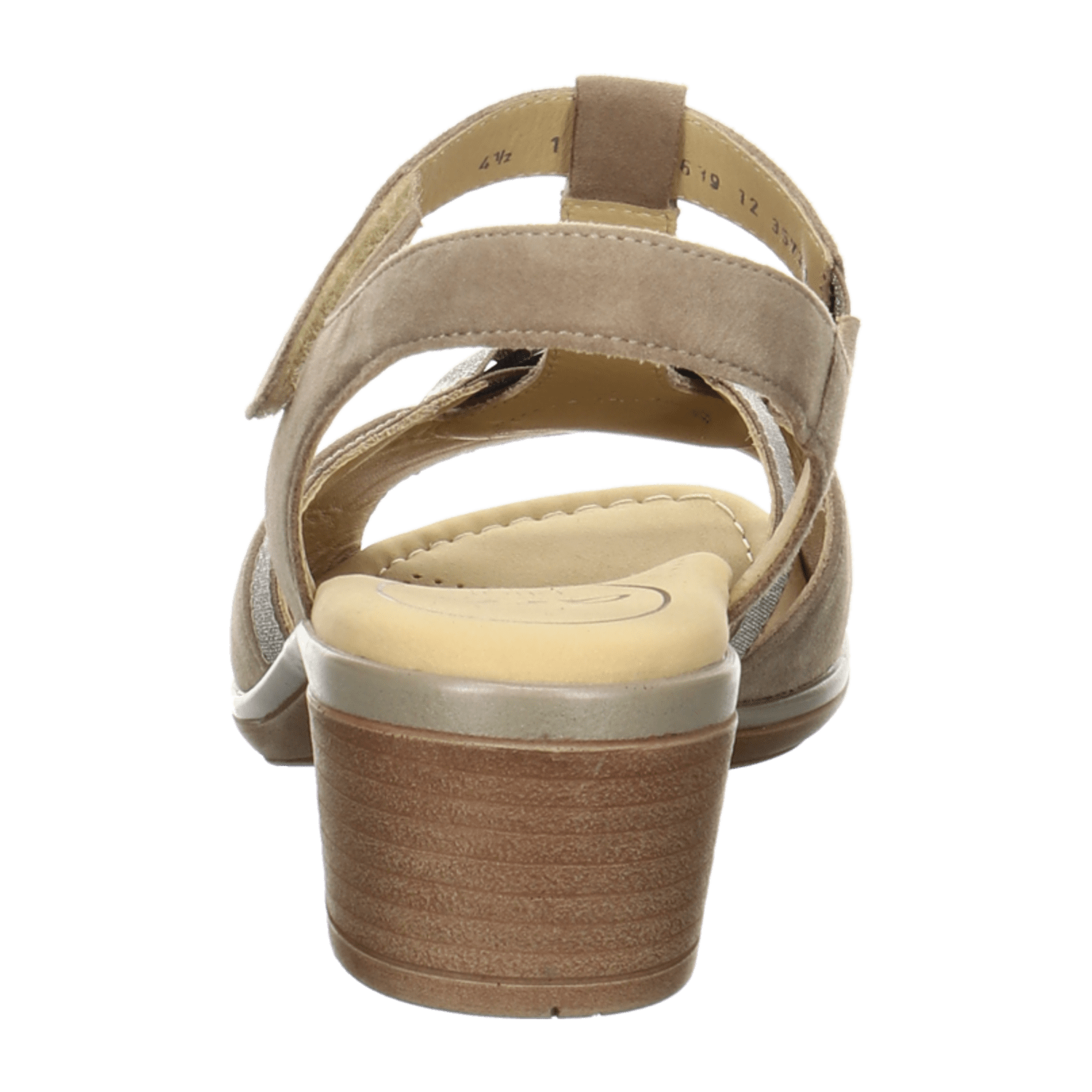 ARA LUGANO Women's Beige Nubuck Sandals with Hook-and-Loop Closure and Open Toe