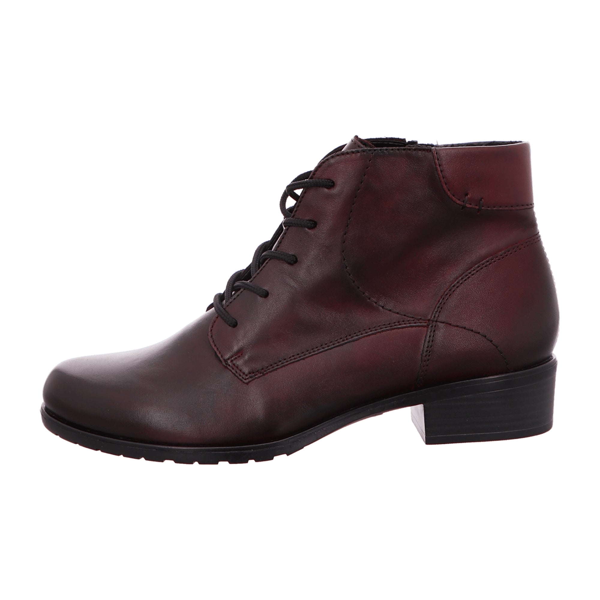 Remonte Women's Red Leather Ankle Boots with Zipper and Laces for Fall/Winter