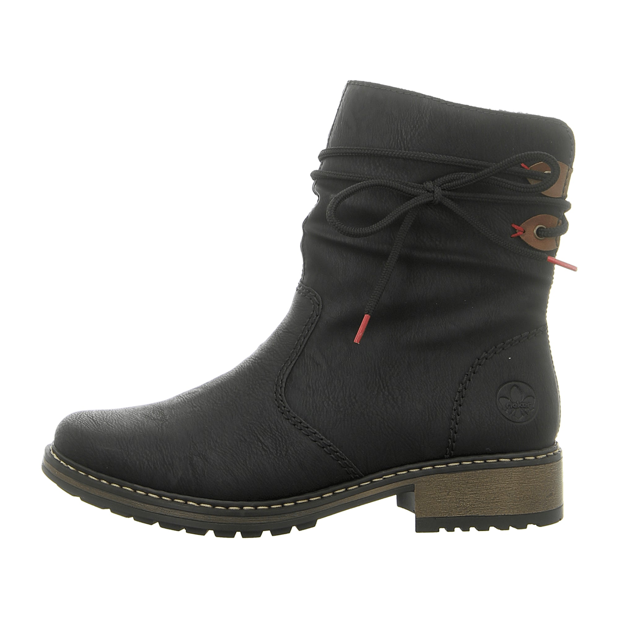 Rieker Women's Black Ankle Boots with Warm Lining and Side Zipper
