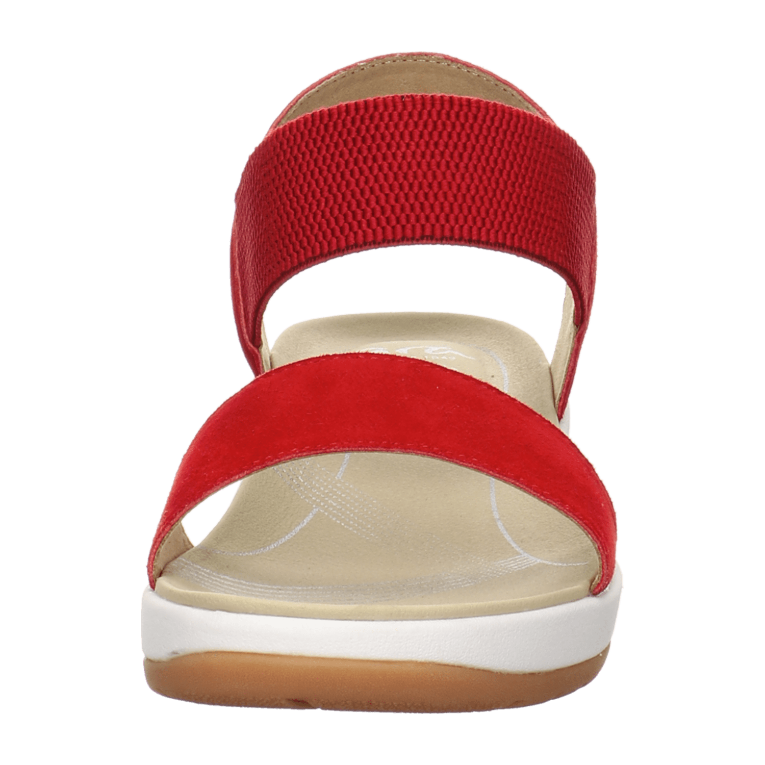 ARA Women's NAPOLI Ankle Strap Sandal in Red Nubuck Leather with Textile Lining and Synthetic Sole