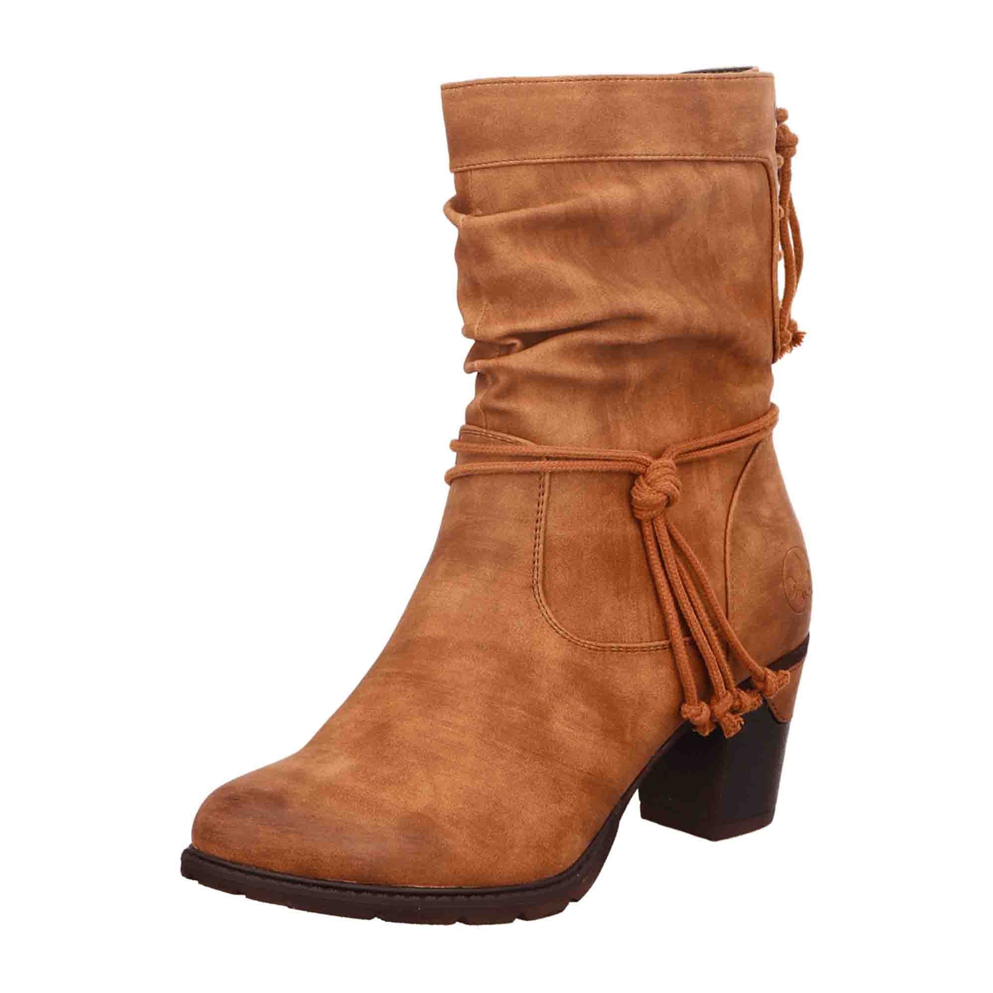 Rieker Women's Brown Classic High Shaft Boots with Side Zipper and Block Heel