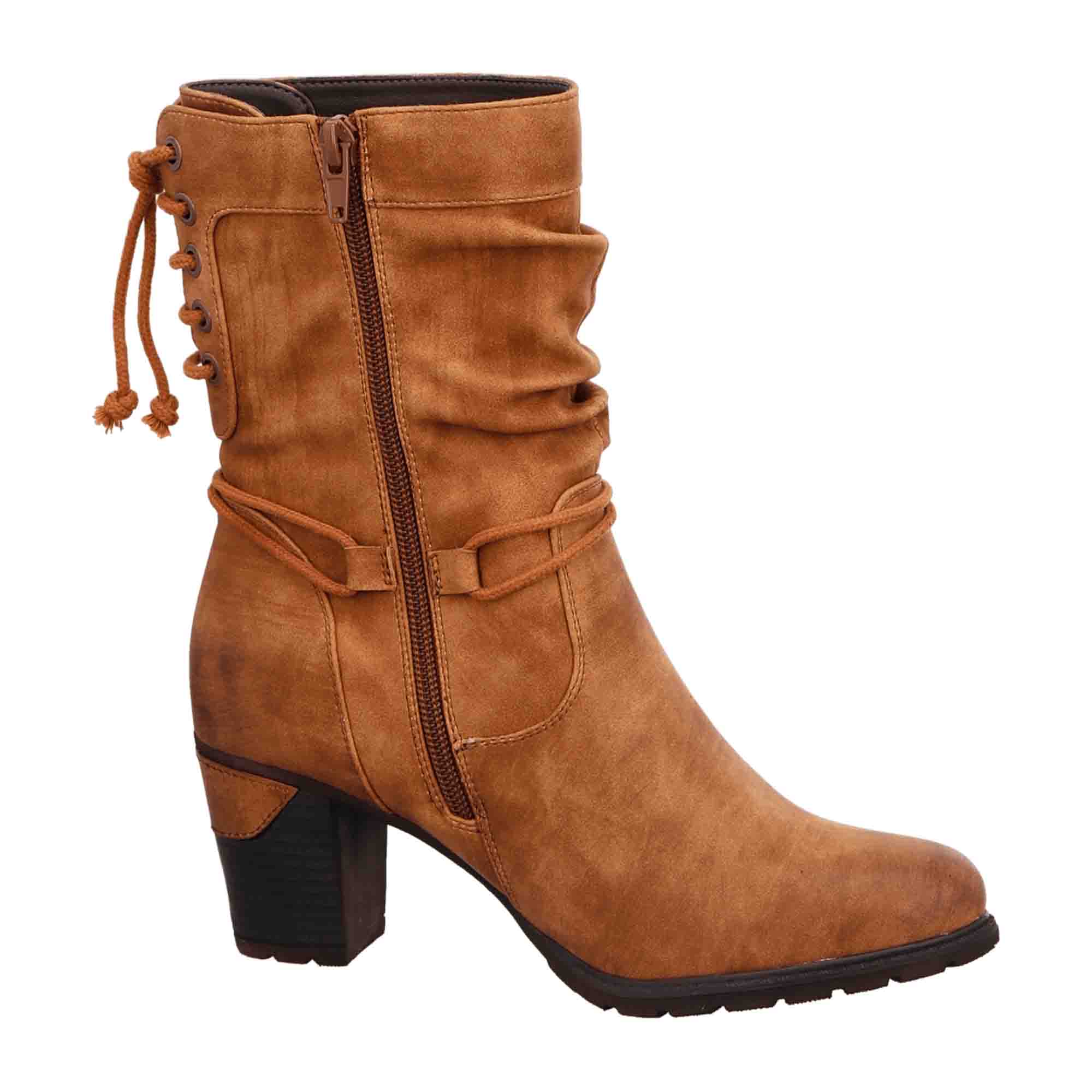 Rieker Women's Brown Classic High Shaft Boots with Side Zipper and Block Heel