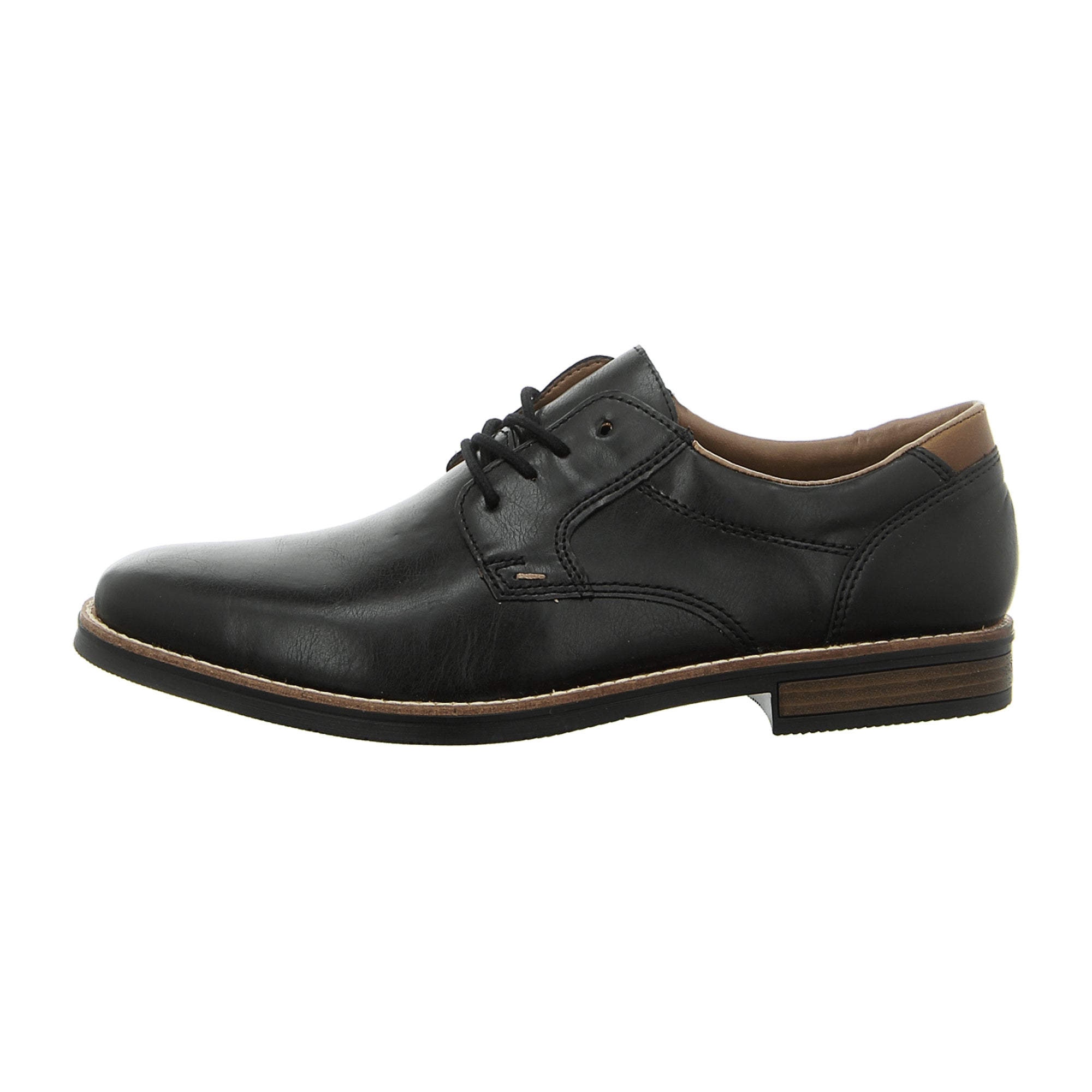 Rieker Black Lace-Up Shoes Comfortable Faux Leather with Grip Sole and Soft Insole