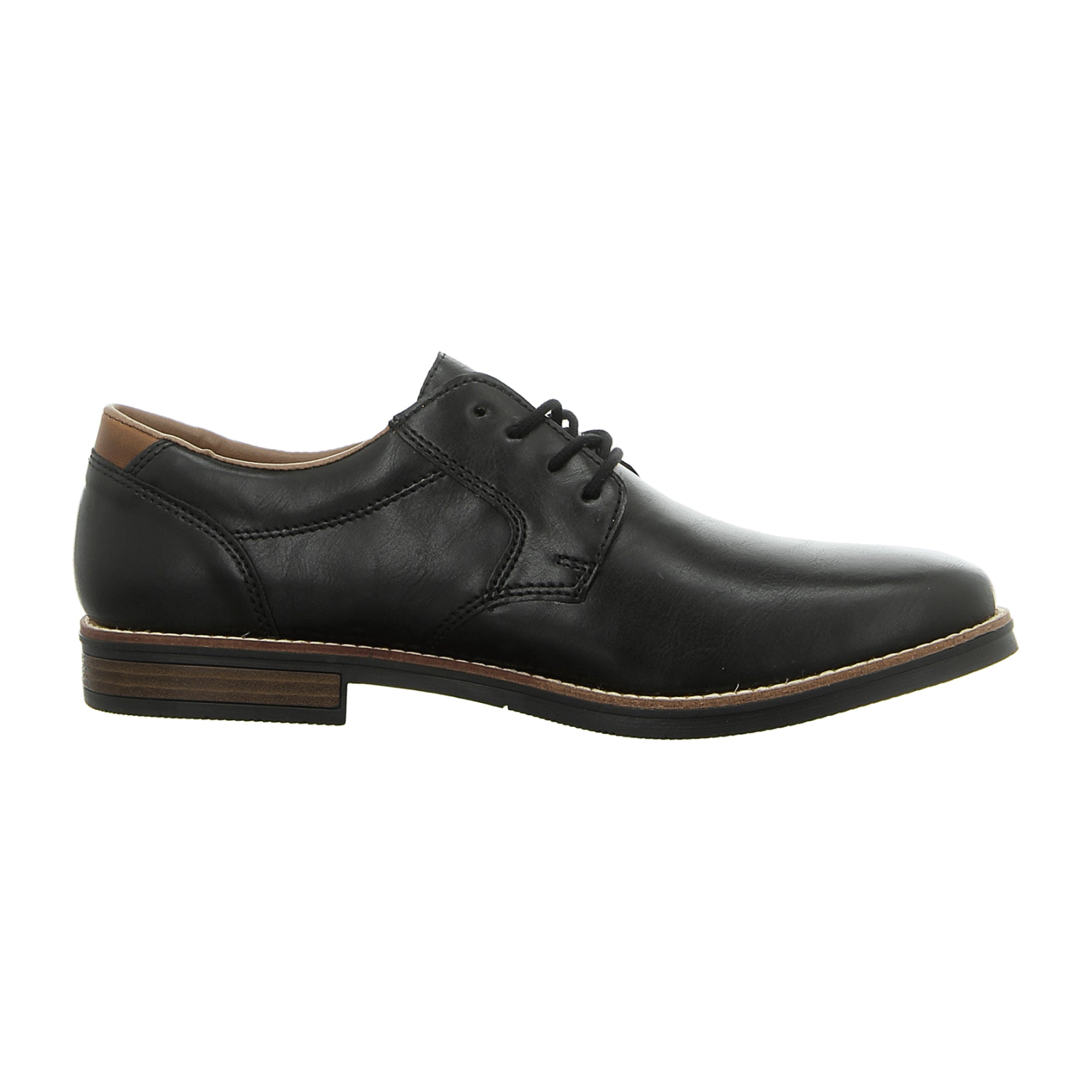 Rieker Black Lace-Up Shoes Comfortable Faux Leather with Grip Sole and Soft Insole