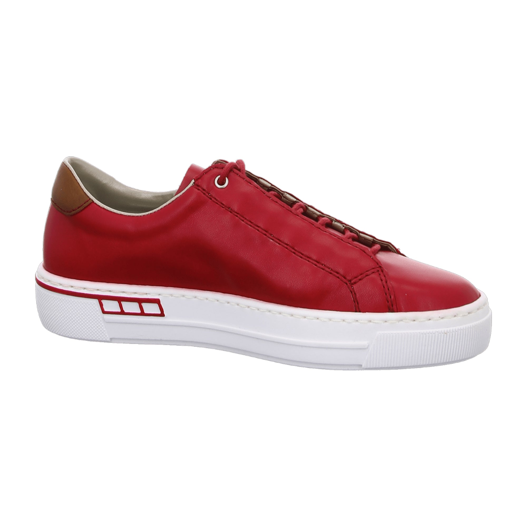 Rieker Women's Red Lace-Up Shoes Comfortable Synthetic Leather Casual Sneakers