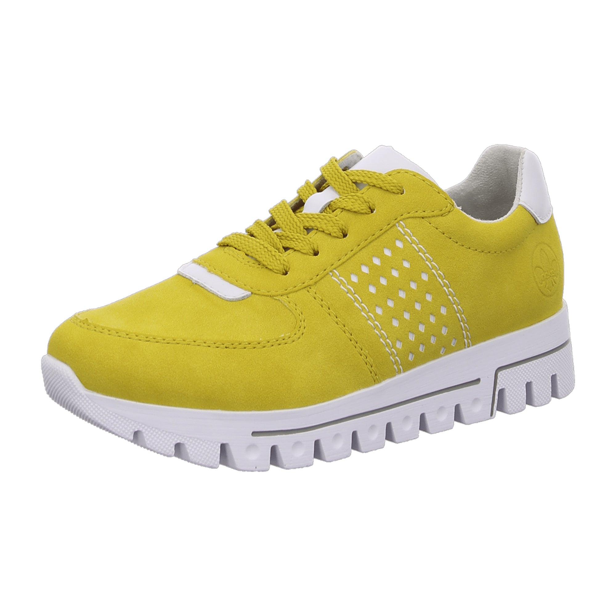 Rieker Women's Yellow Lace-Up Shoes Synthetic Leather Comfort Casual Sneakers