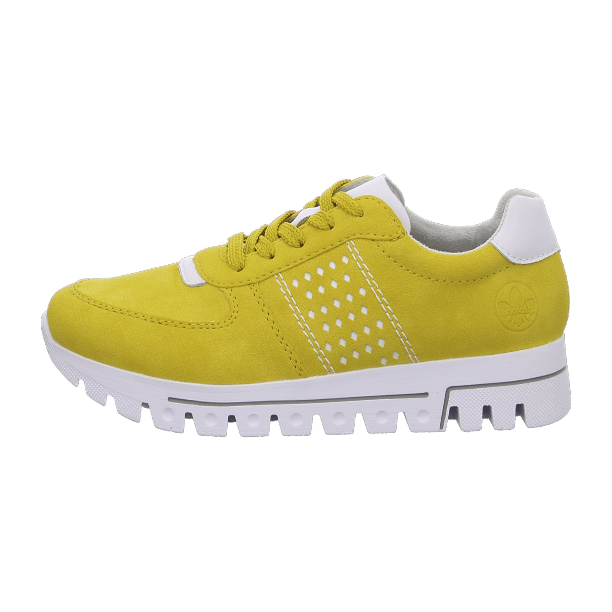 Rieker Women's Yellow Lace-Up Shoes Synthetic Leather Comfort Casual Sneakers