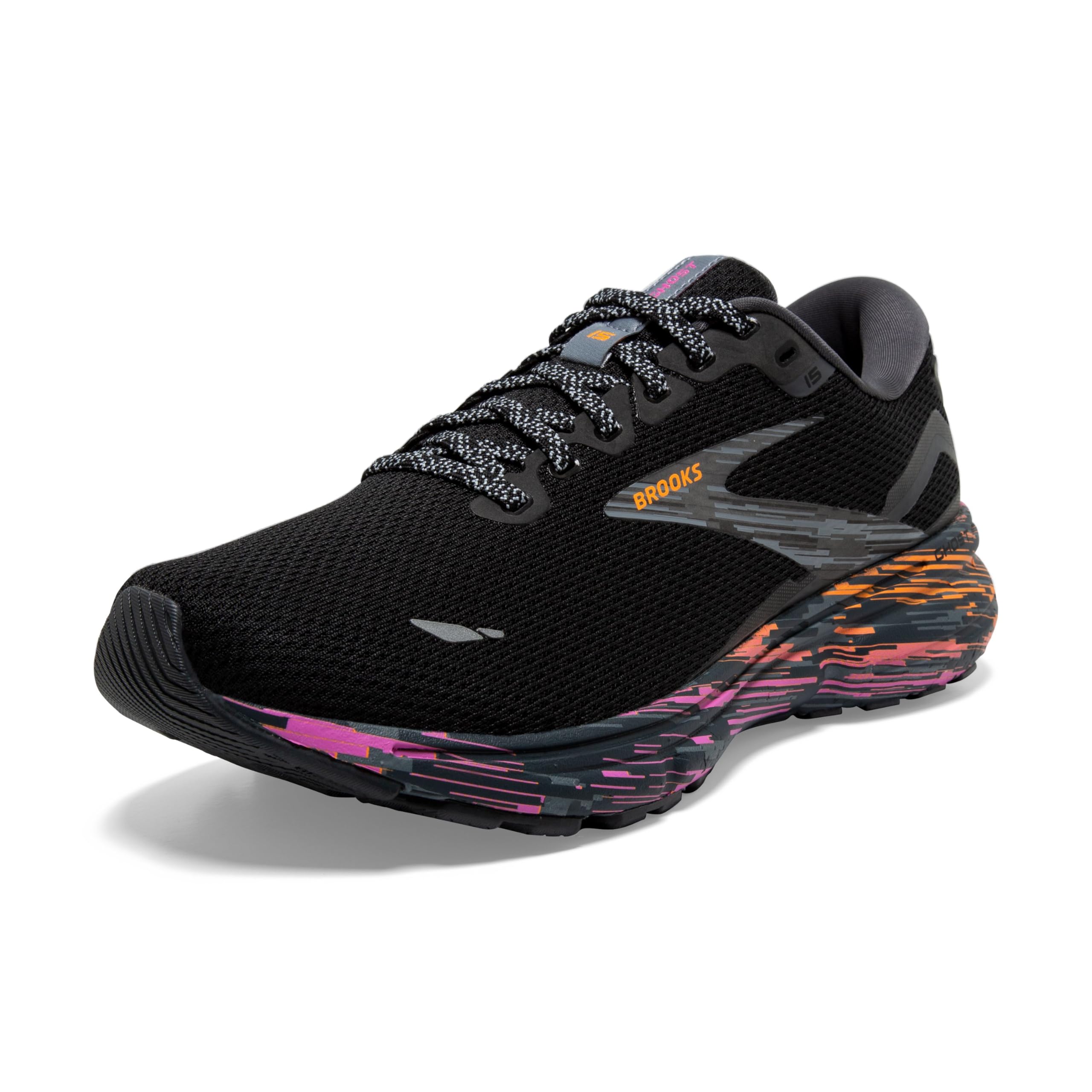 Brooks Ghost 15 Men Road Running Shoes Ebony White Nightlife Lightweight