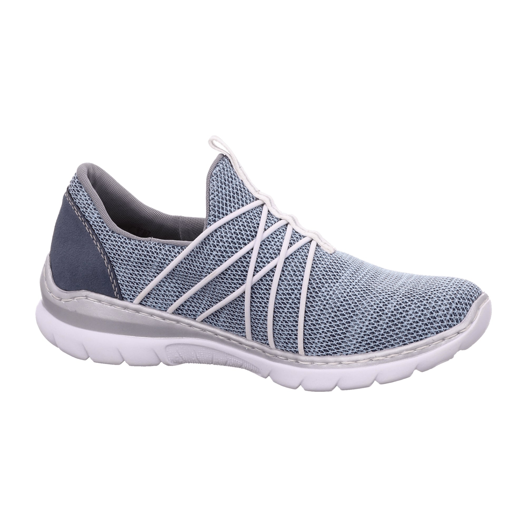 Rieker Blue Slip-On Sneakers for Women with Comfort Sole and Elastic Insert