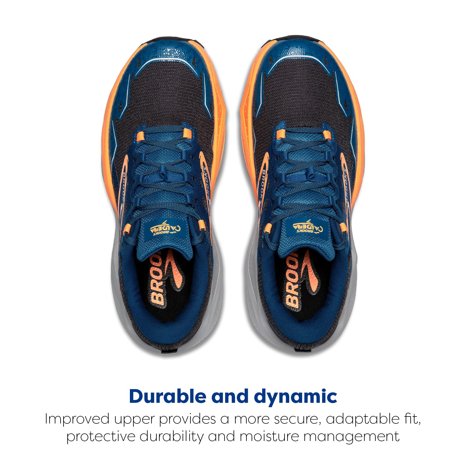 Brooks Caldera 7 Men Trail Running Shoes Ebony Blue Sapphire Orange Slip Resistant