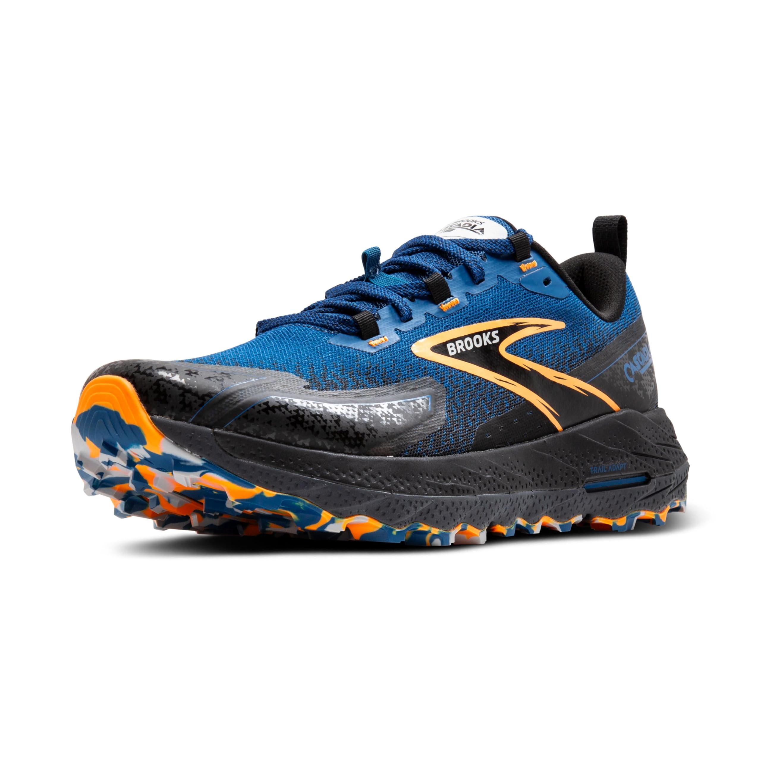 Brooks Cascadia 18 Men Trail Running Shoes Mesh Blue Sapphire Black Orange
